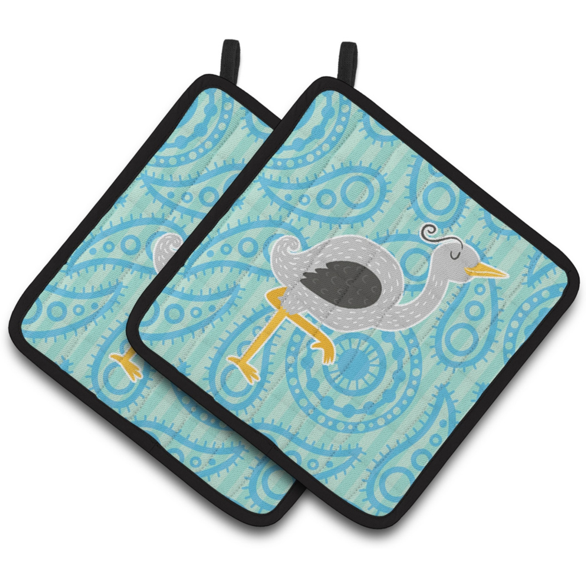 &quotCaroline's Treasures BB6784PTHD Ostrich Pair of Pot Holders, 7.5 x 7.5"", Multicolor"