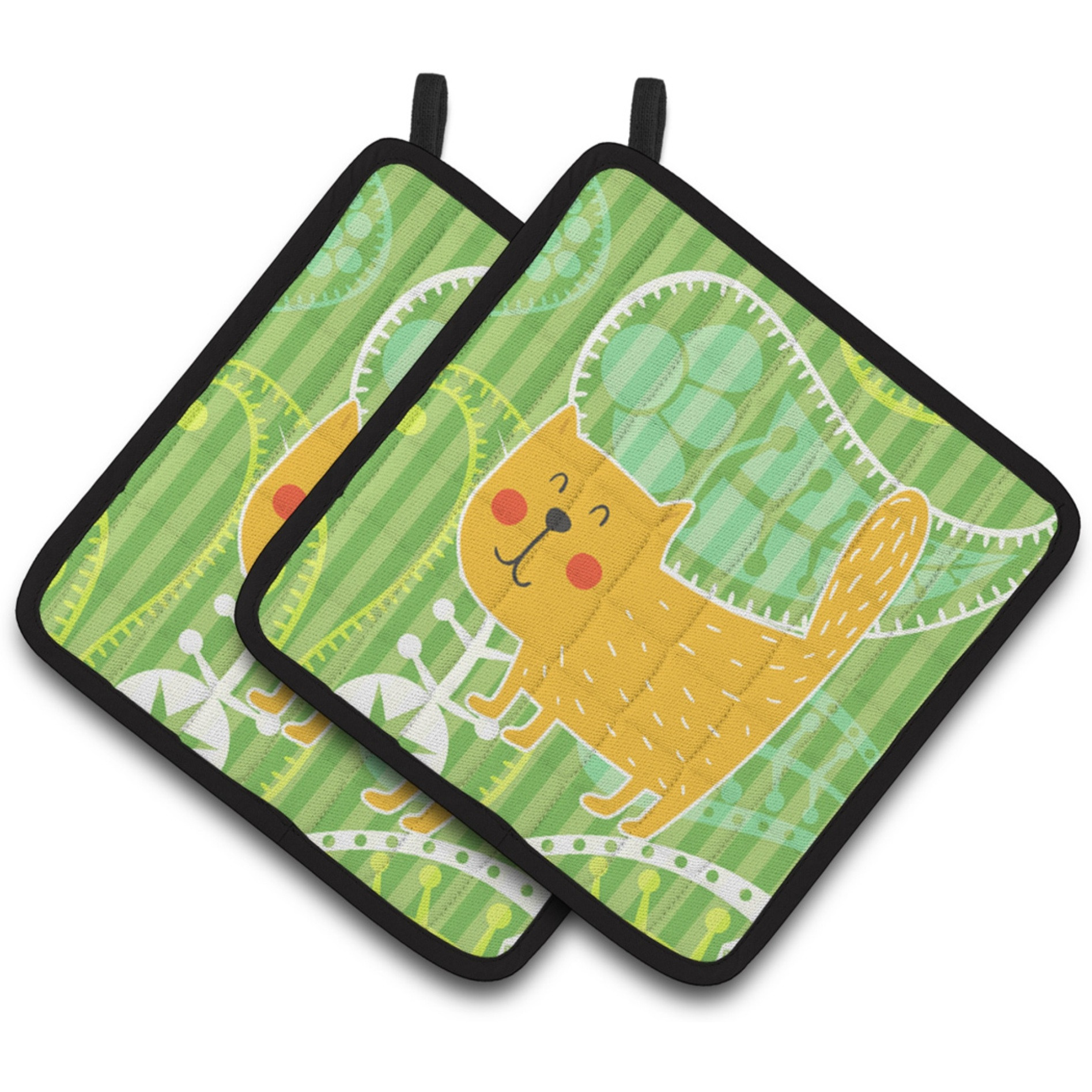 &quotCaroline's Treasures BB6785PTHD Cat on Paisley Pair of Pot Holders, 7.5 x 7.5"", Multicolor"