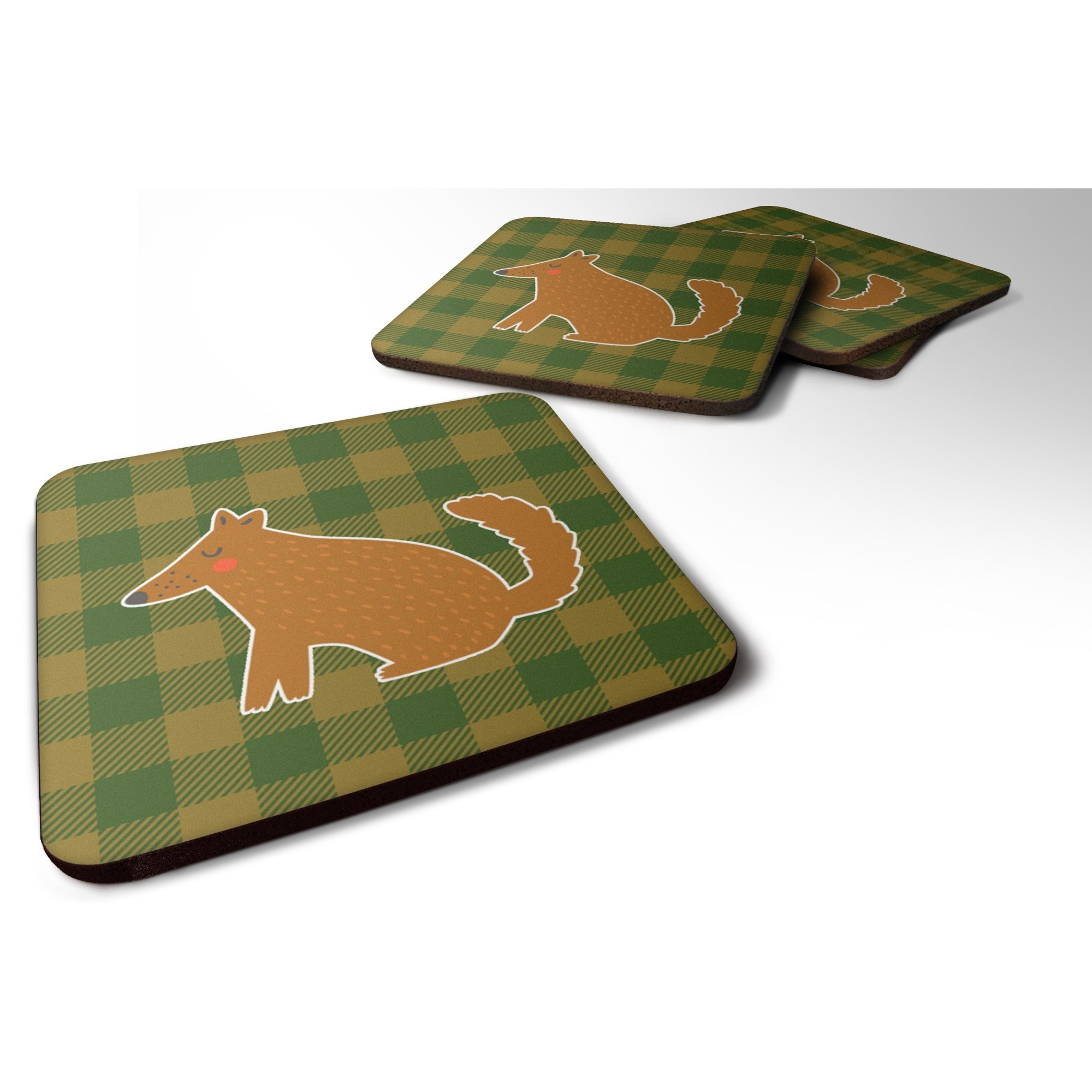 &quotCaroline's Treasures Brown Wolf Foam Coaster Set of 4, 3.5, Multicolor"