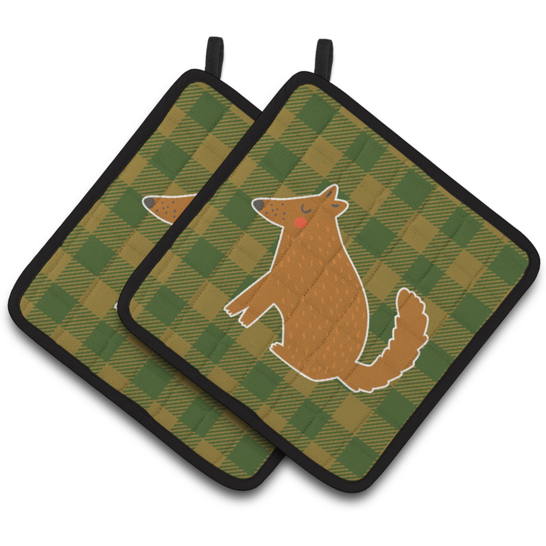 &quotCaroline's Treasures BB6788PTHD Brown Wolf Pair of Pot Holders, 7.5 x 7.5"", Multicolor"