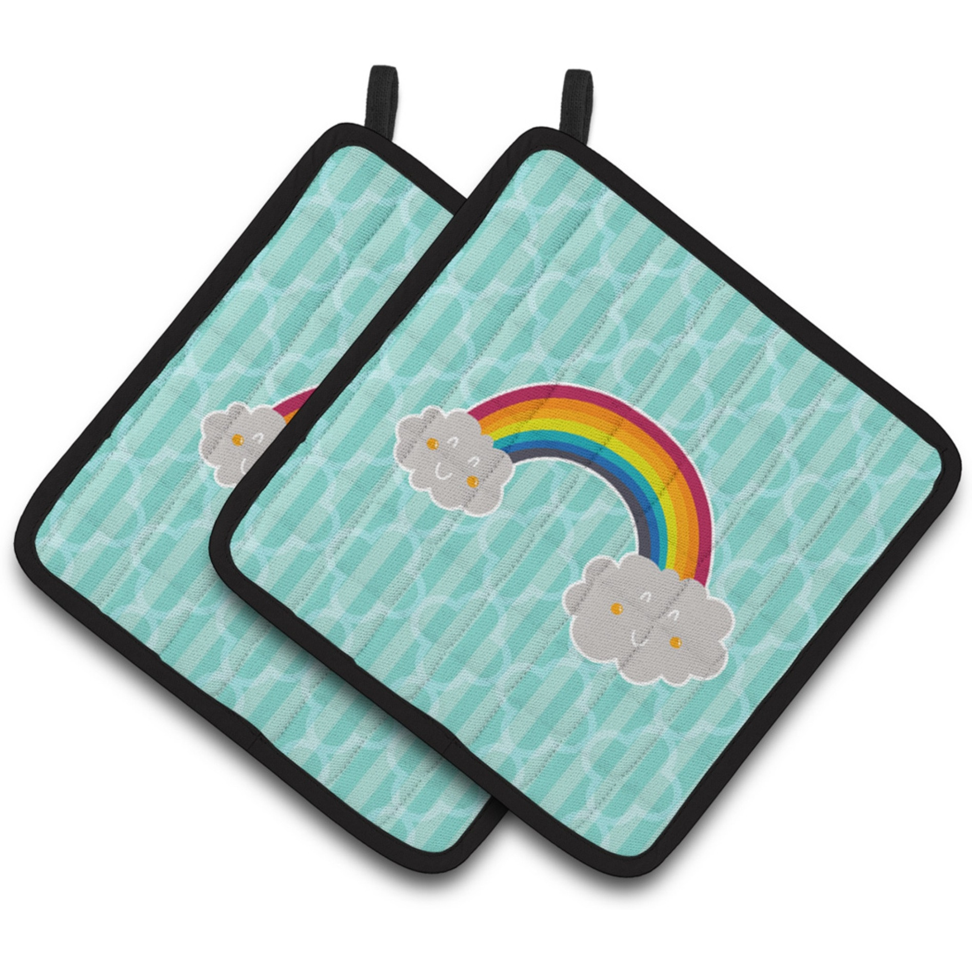&quotCaroline's Treasures Rainbow in Clouds Pair of Pot Holders, 7.5 x 7.5, Multicolor"
