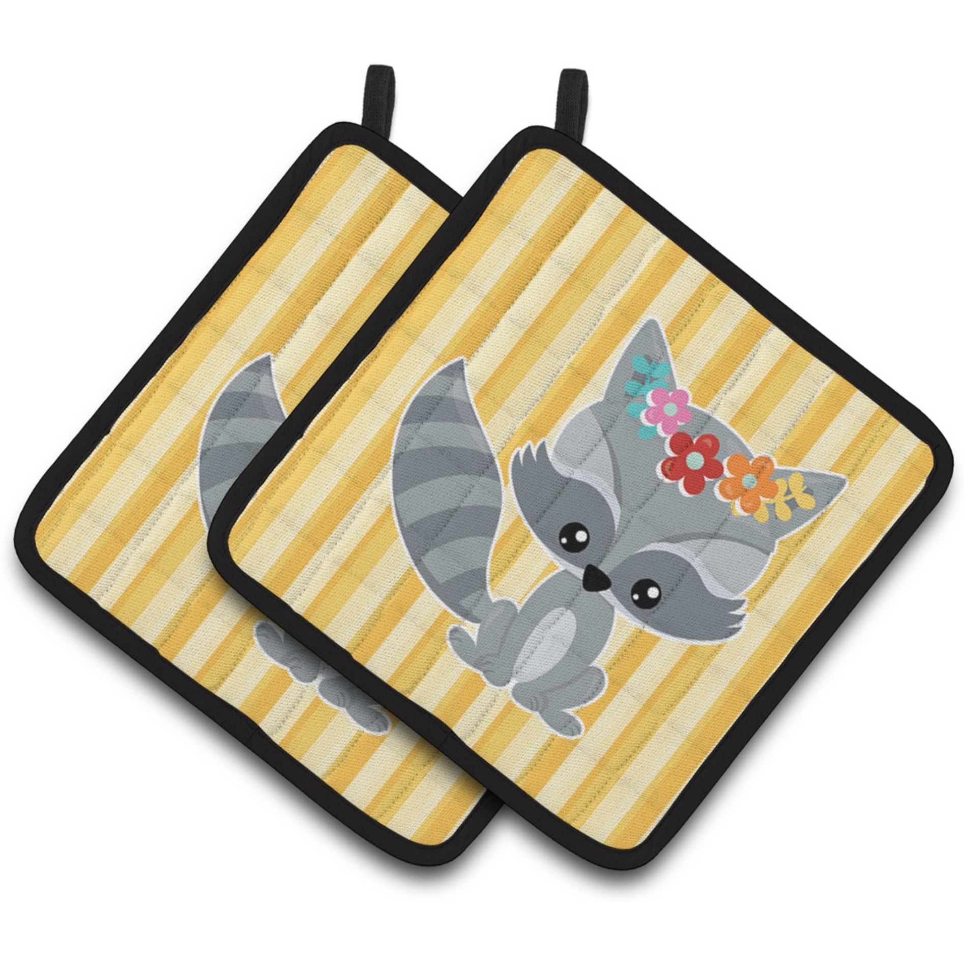 &quotCaroline's Treasures BB6791PTHD Raccoon Pair of Pot Holders, 7.5 x 7.5"", Multicolor"
