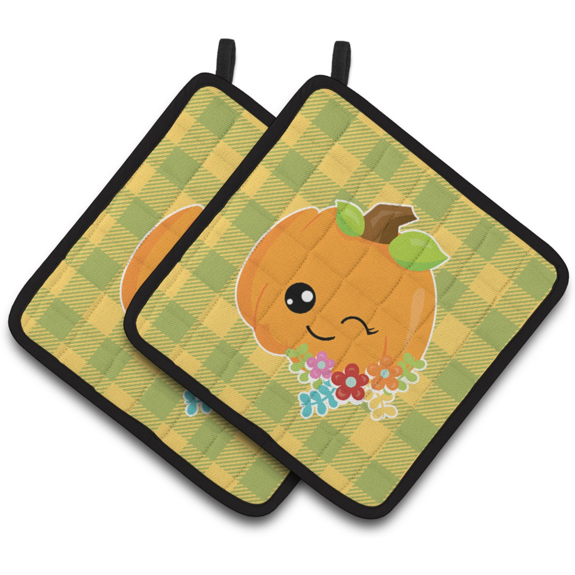 &quotCaroline's Treasures BB6792PTHD Mr. Winky Pumpkin Pair of Pot Holders, 7.5 x 7.5"", Multicolor"