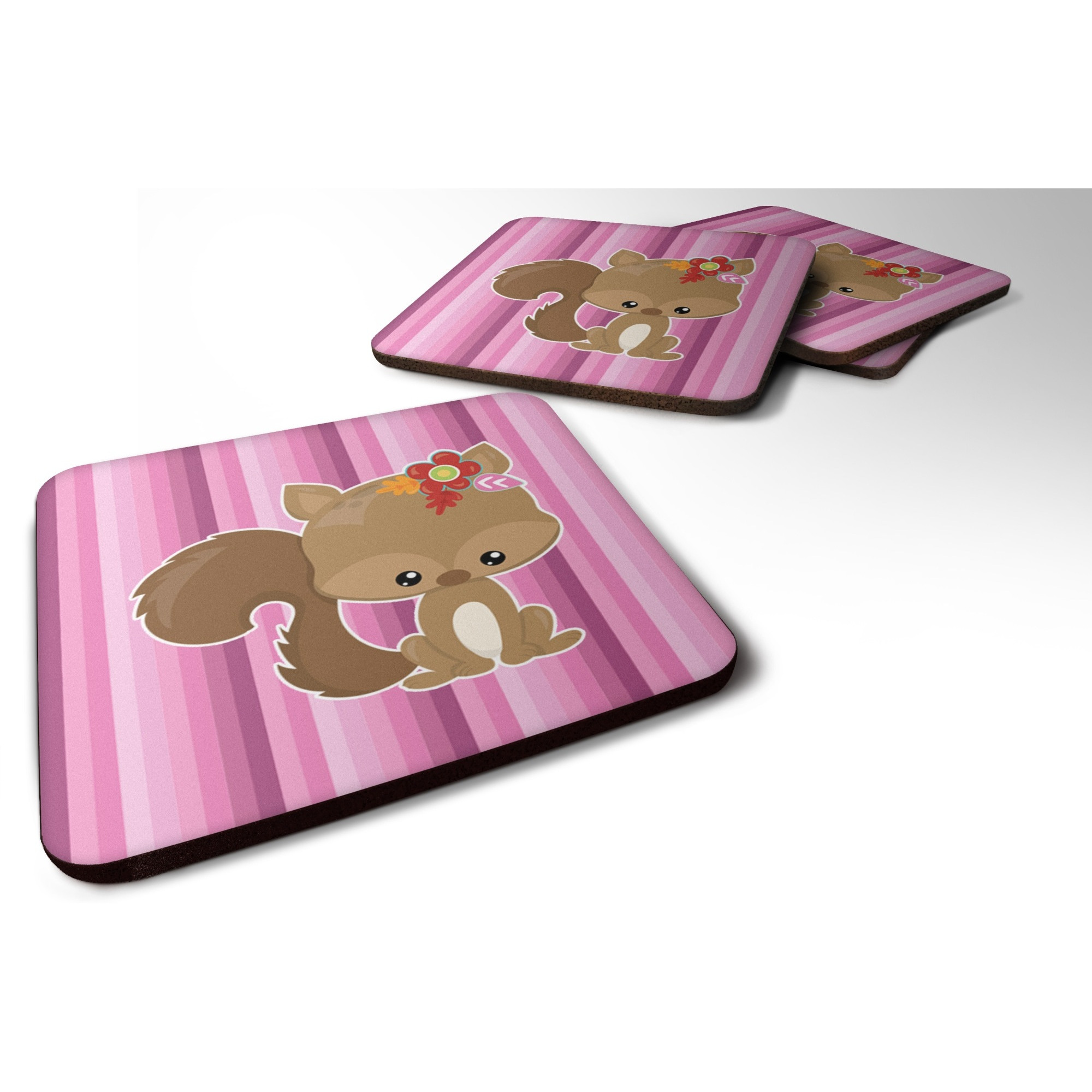 &quotCaroline's Treasures Squirrel Foam Coaster Set of 4, 3.5, Multicolor"