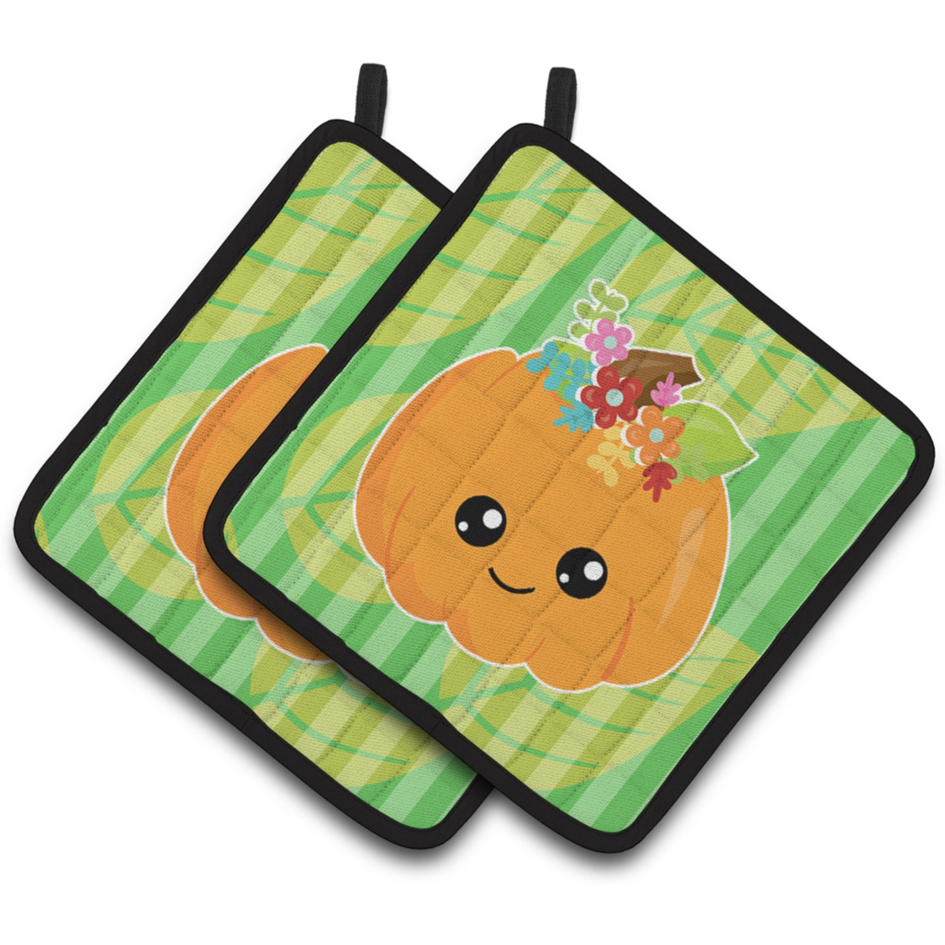 &quotCaroline's Treasures BB6796PTHD Pumpkin Fall Pair of Pot Holders, 7.5 x 7.5"", Multicolor"