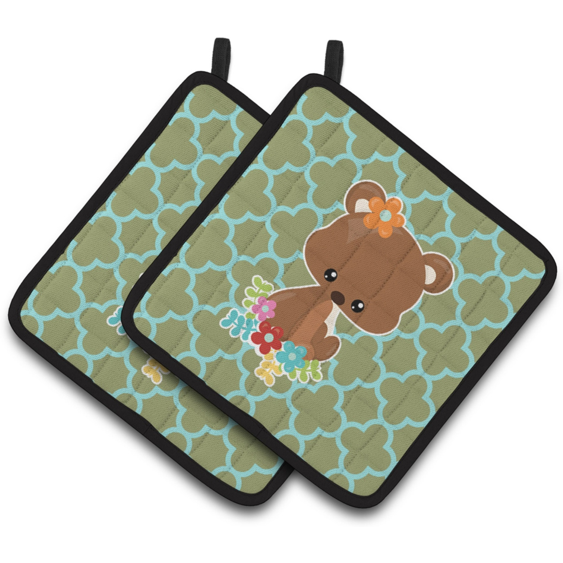 &quotCaroline's Treasures BB6797PTHD Baby Brown Bear Pair of Pot Holders, 7.5 x 7.5"", Multicolor"