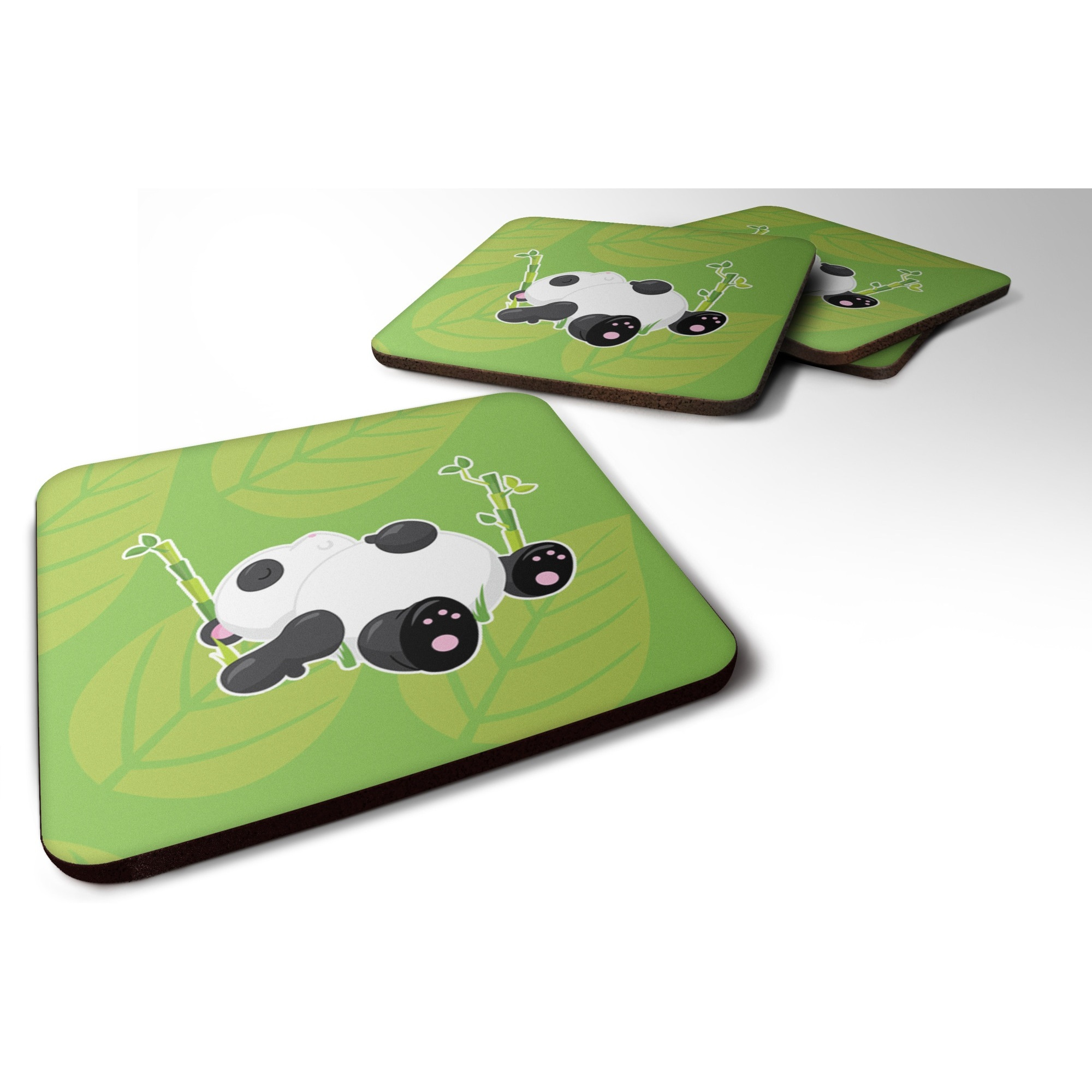 &quotCaroline's Treasures Passed Out Panda Foam Coaster Set of 4, 3.5, Multicolor"