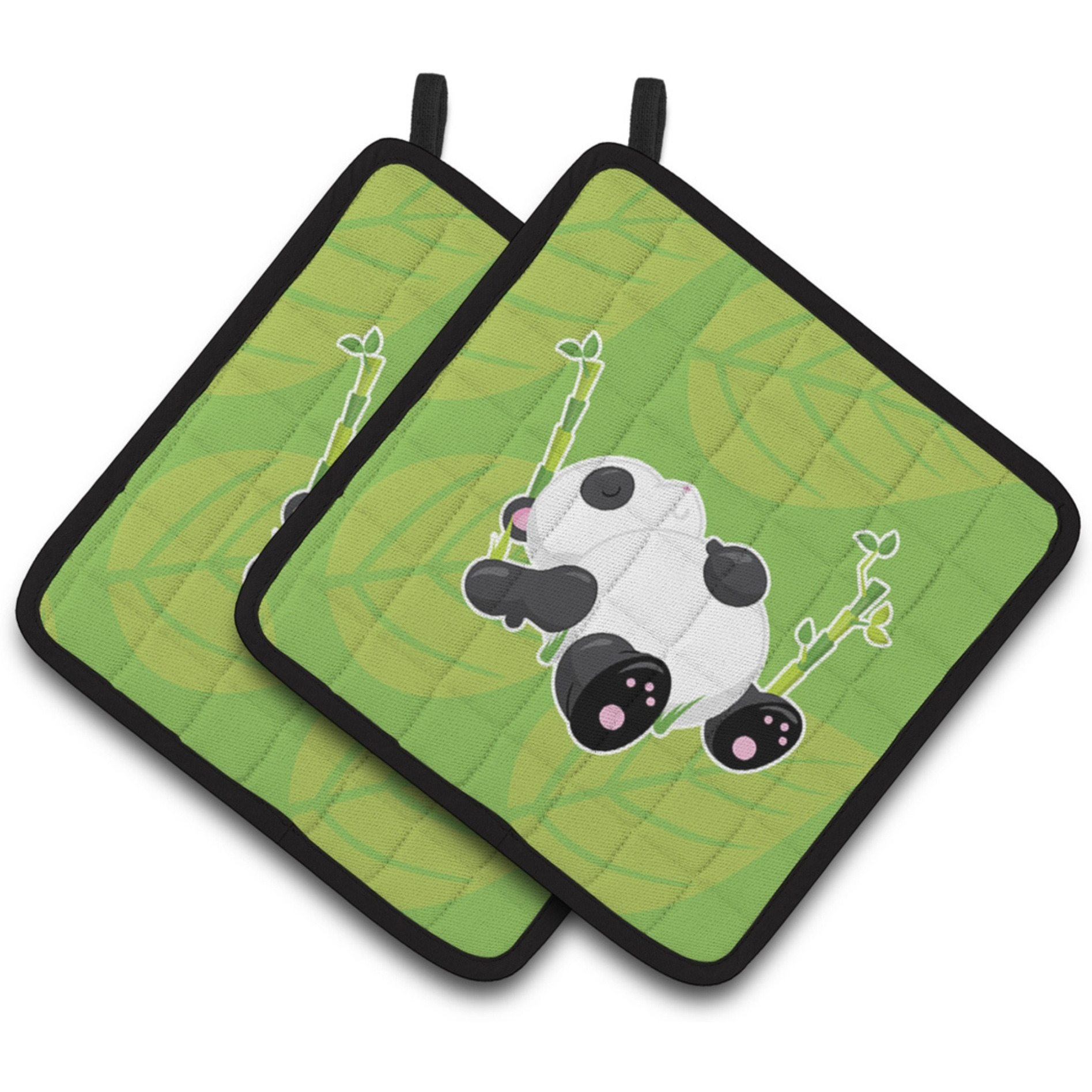 &quotCaroline's Treasures BB6798PTHD Passed Out Panda Pair of Pot Holders, 7.5 x 7.5"", Multicolor"