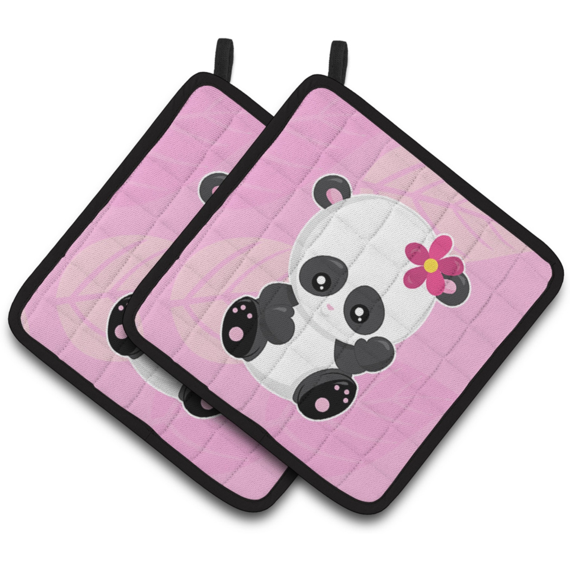 &quotCaroline's Treasures BB6799PTHD Hey Ya'll Panda Pair of Pot Holders, 7.5 x 7.5"", Multicolor"