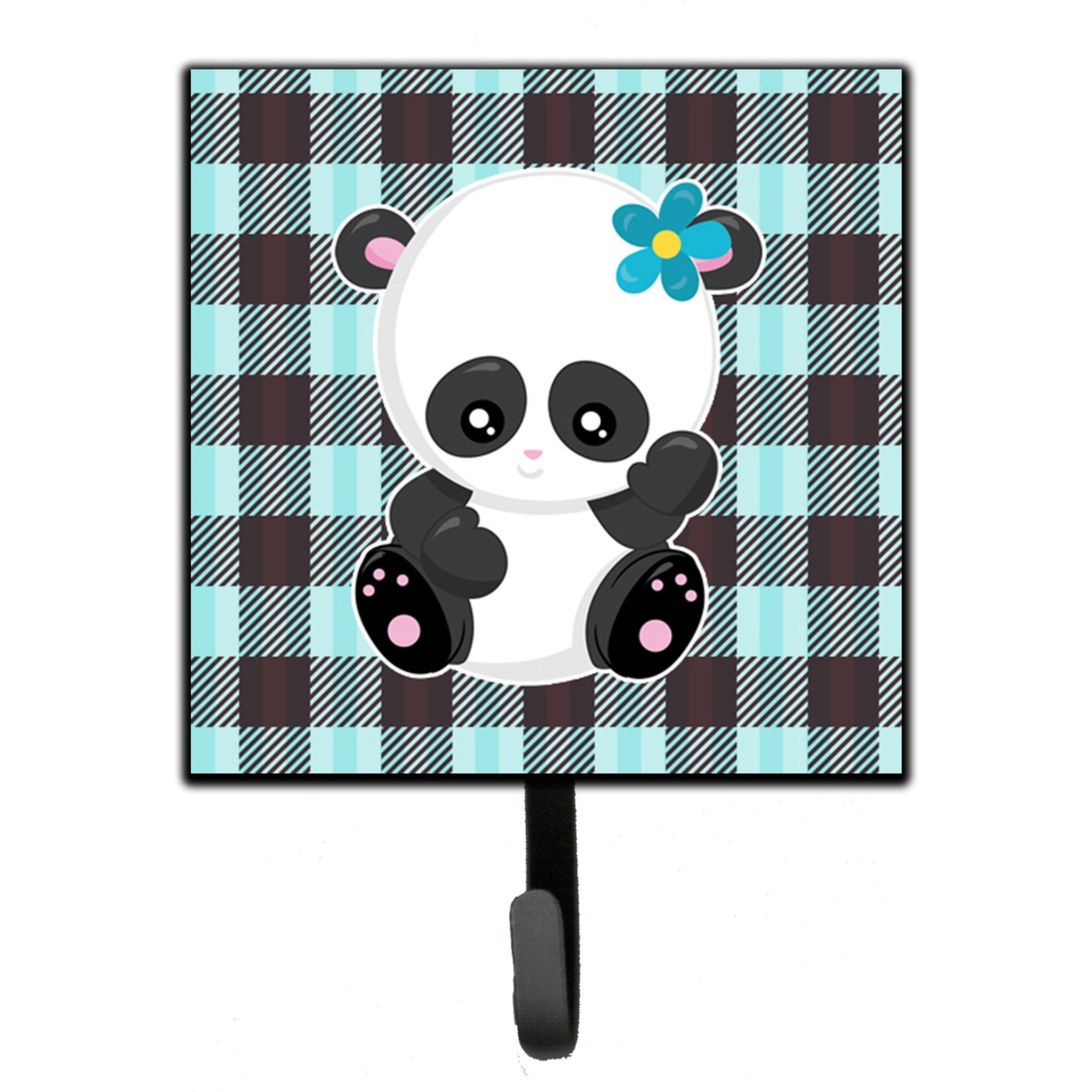 &quotCaroline's Treasures Panda on Plaid Wall Hook, Small, Multicolor"