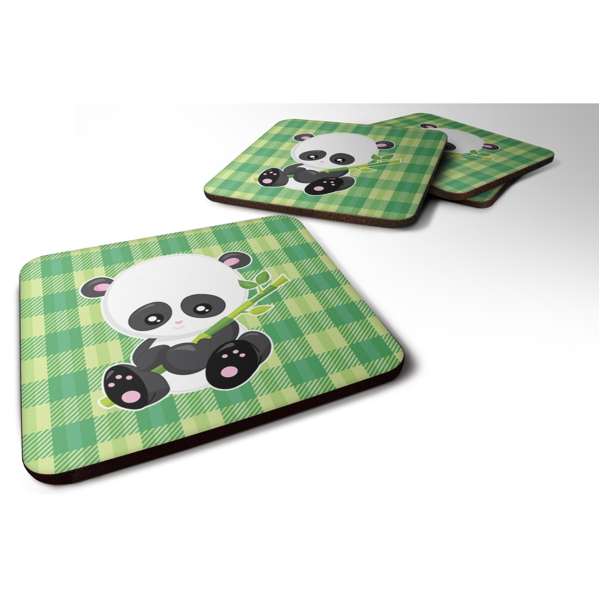 &quotCaroline's Treasures Panda Lucky Bamboo Foam Coaster Set of 4, 3.5, Multicolor"