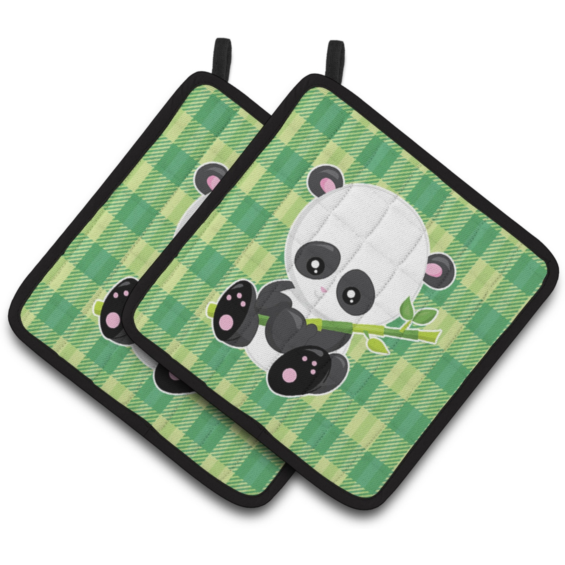 &quotCaroline's Treasures BB6801PTHD Panda Lucky Bamboo Pair of Pot Holders, 7.5 x 7.5"", Multicolor"