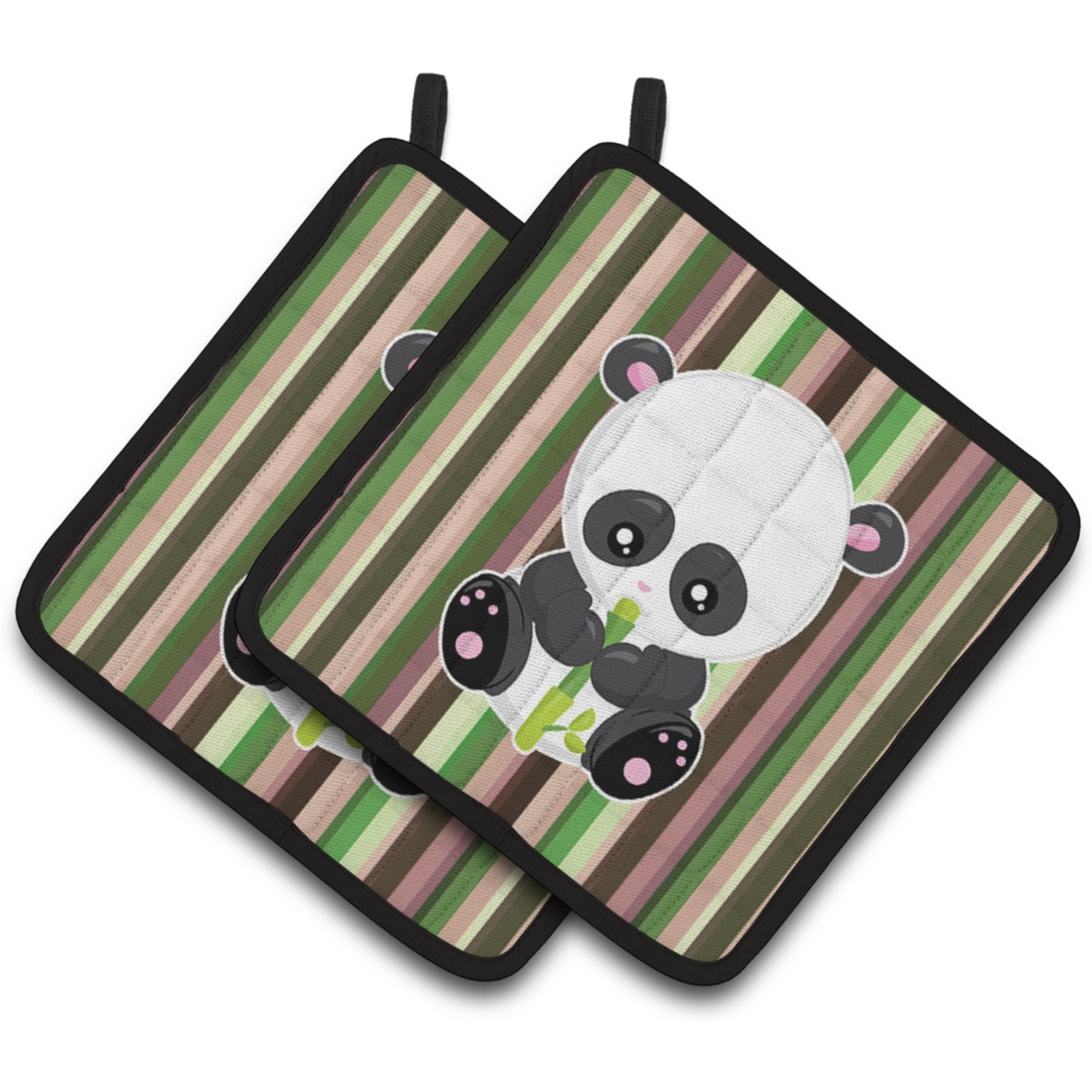 &quotCaroline's Treasures BB6803PTHD Bamboo Flute Panda Pair of Pot Holders, 7.5 x 7.5"", Multicolor"