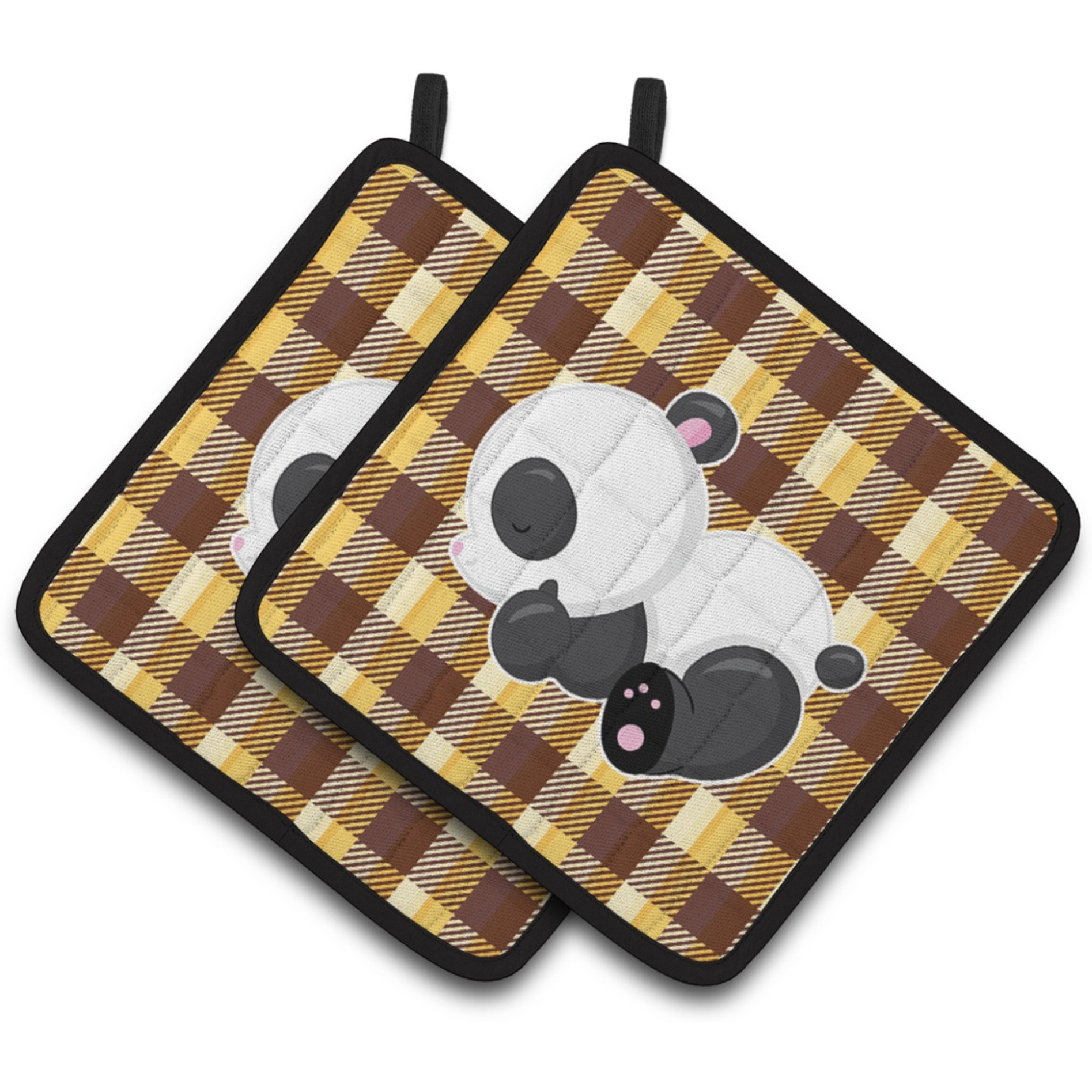 &quotCaroline's Treasures BB6804PTHD Panda Naptime Pair of Pot Holders, 7.5 x 7.5"", Multicolor"