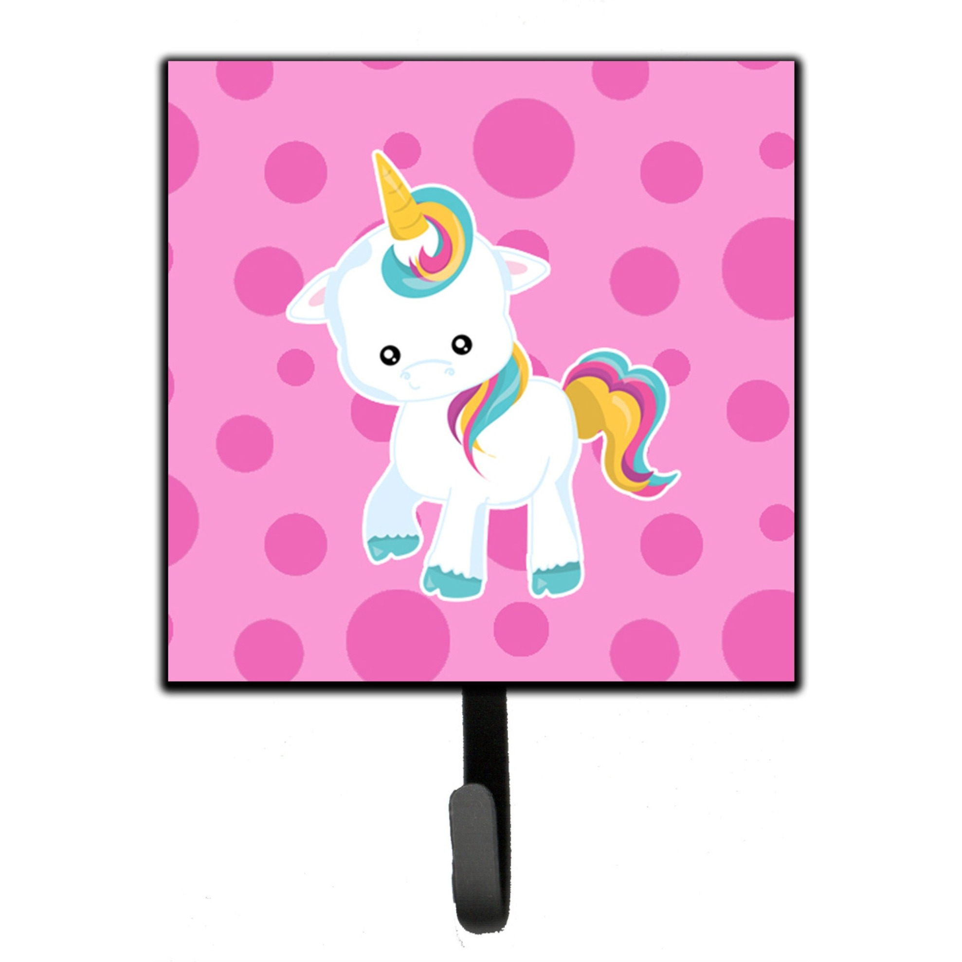 &quotCaroline's Treasures Pink Polkadot Unicorn Wall Hook, Small, Multicolor"