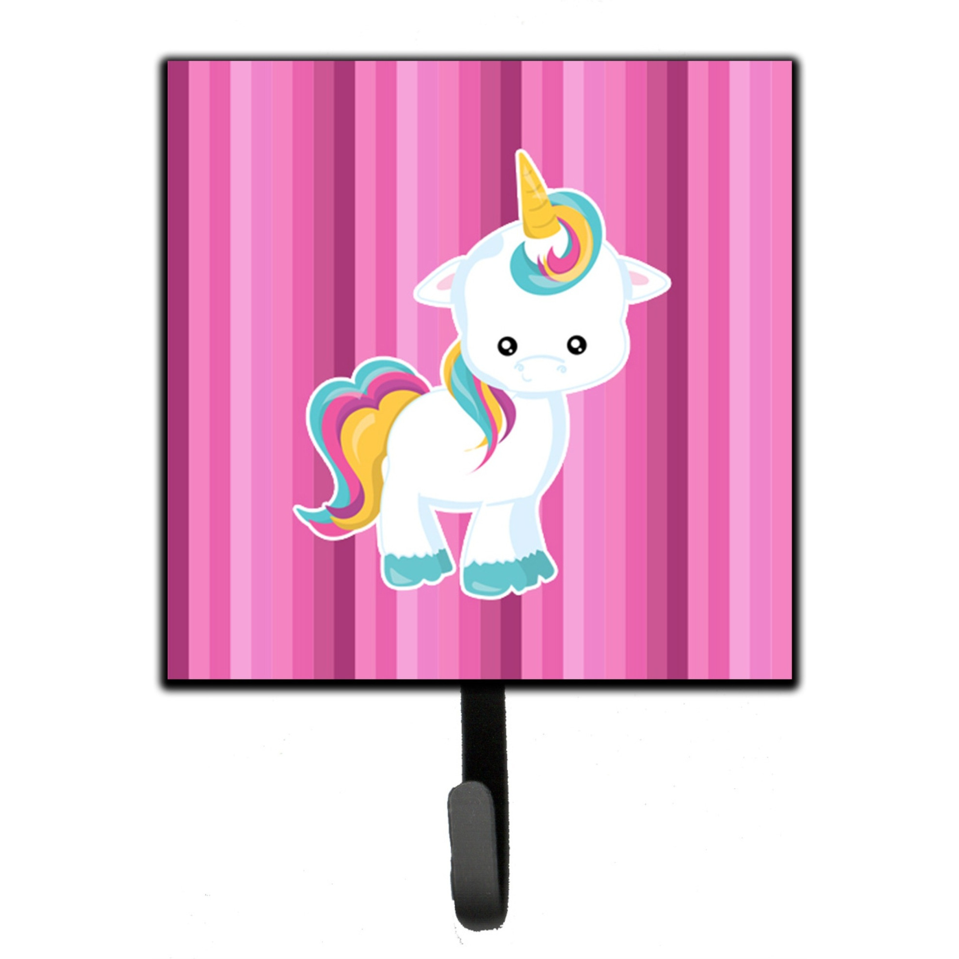 &quotCaroline's Treasures Pink Stripes Unicorn Wall Hook, Small, Multicolor"