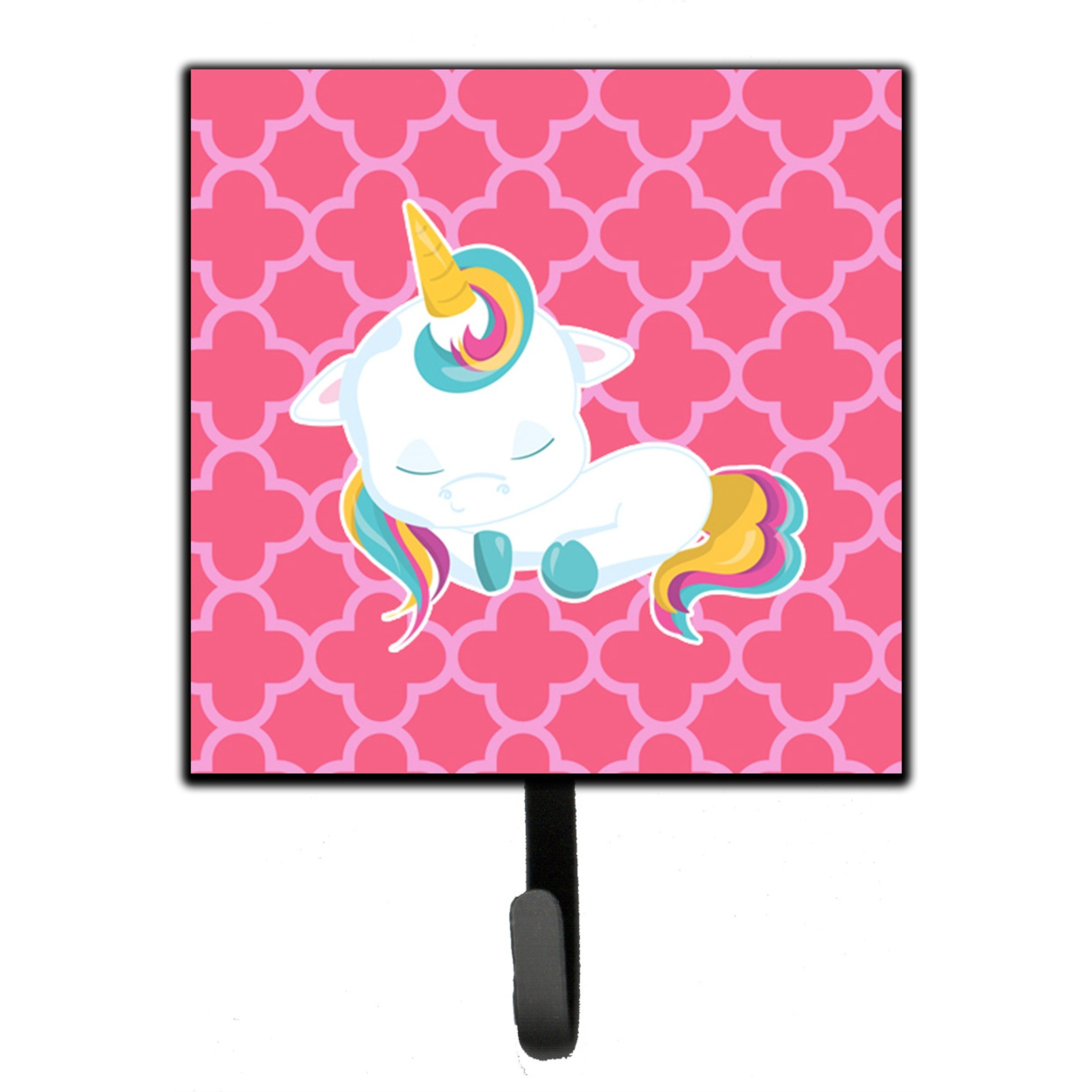 &quotCaroline's Treasures Quatrafoil Pink Unicorn Wall Hook, Small, Multicolor"
