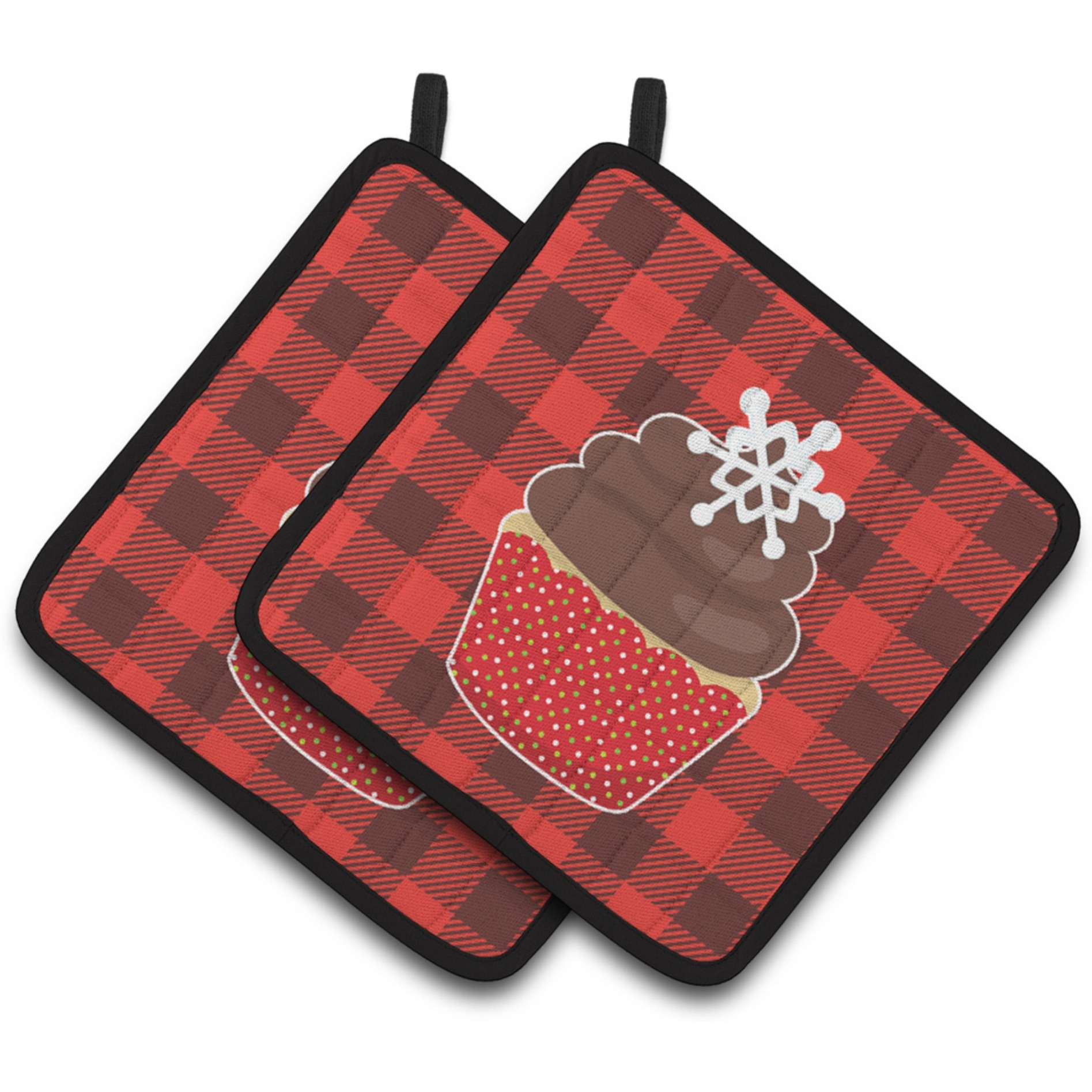 &quotCaroline's Treasures BB6817PTHD Christmas Cupcake Pair of Pot Holders, 7.5 x 7.5"", Multicolor"