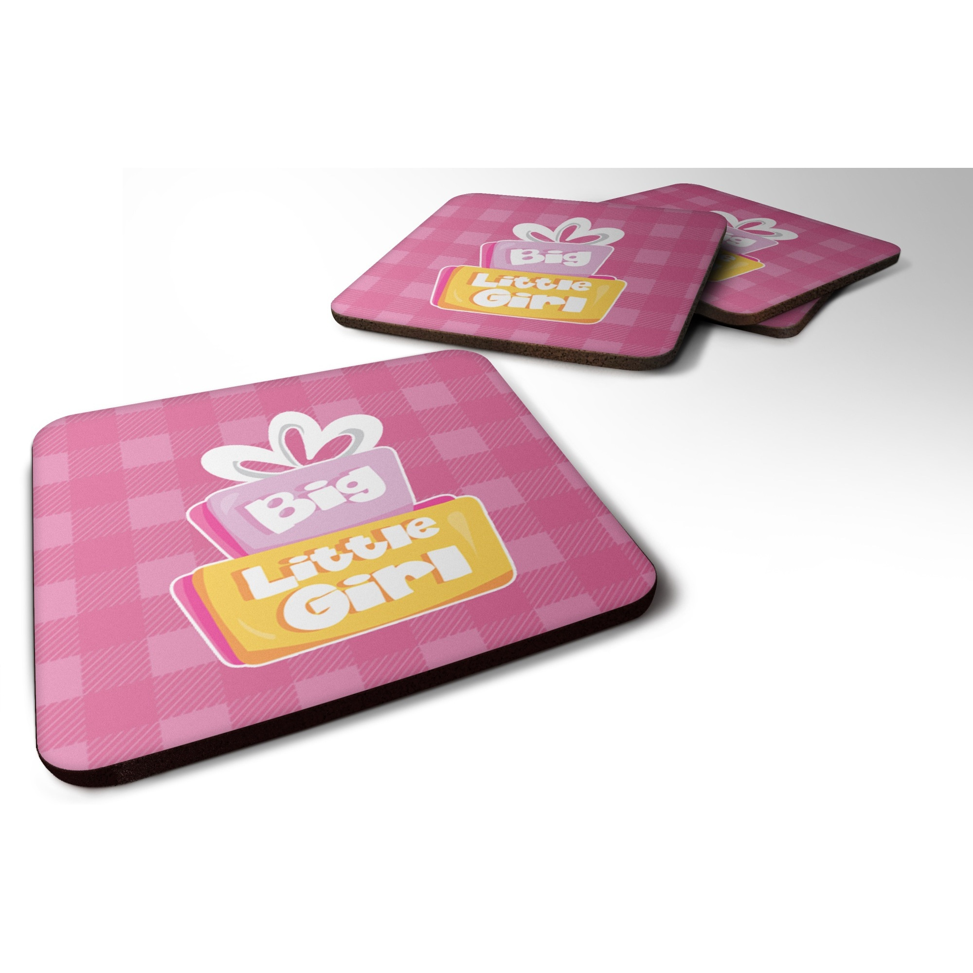 &quotCaroline's Treasures Big Little Girl Foam Coaster Set of 4, 3.5, Multicolor"