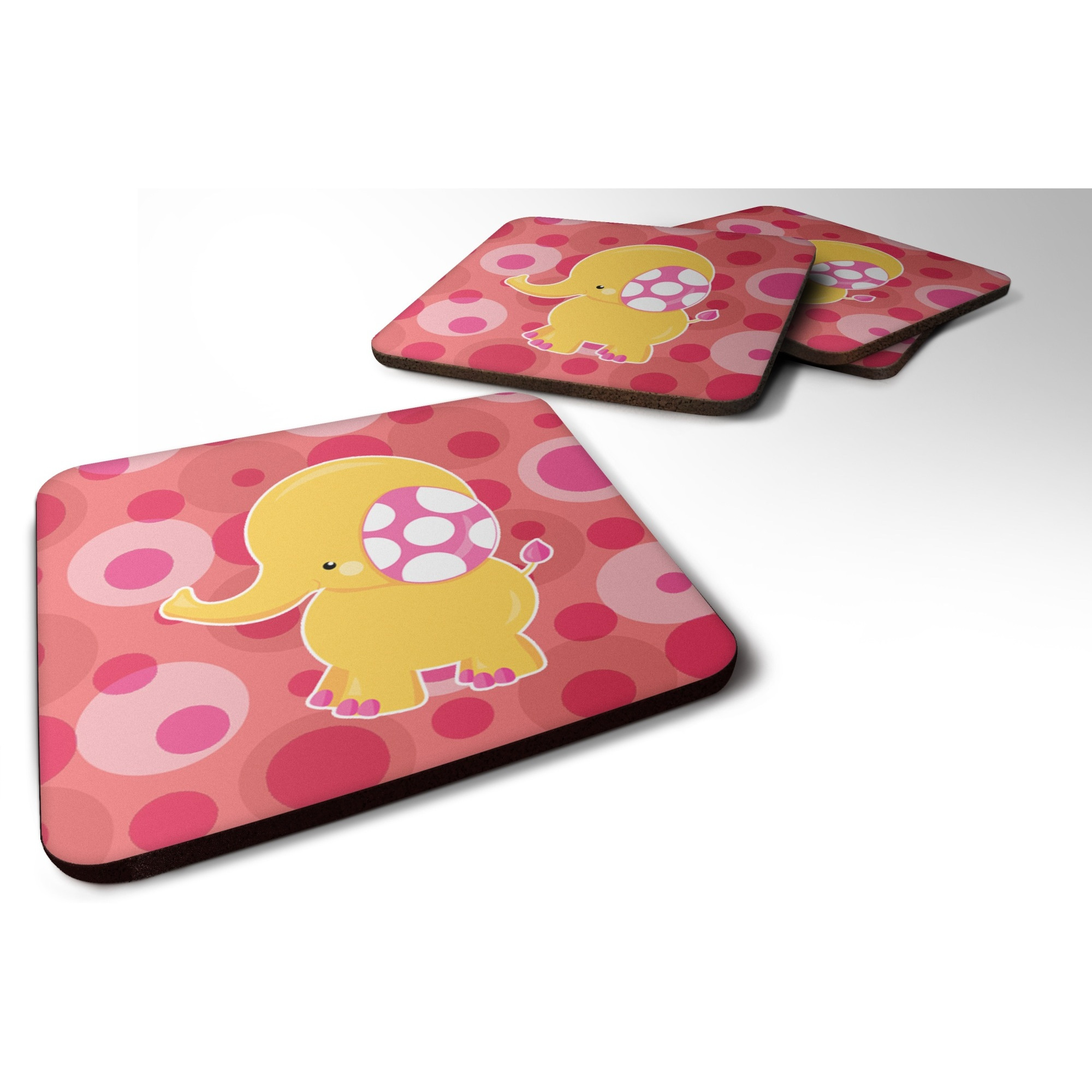 &quotCaroline's Treasures Girl Elephant Foam Coaster Set of 4, 3.5, Multicolor"