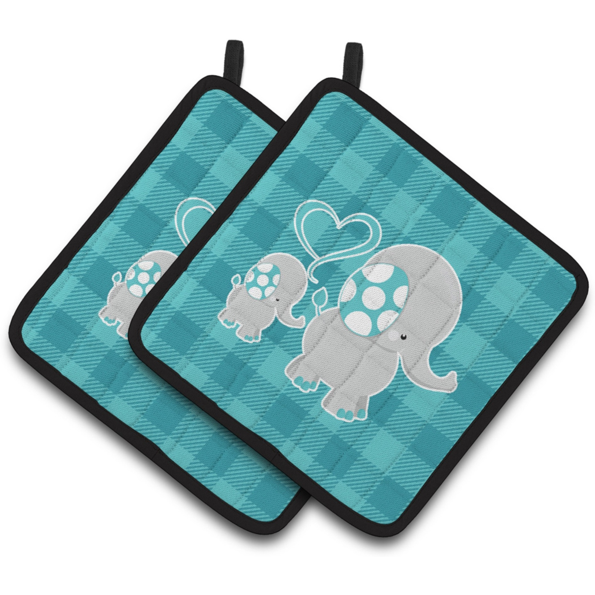 &quotCaroline's Treasures BB6834PTHD Mommy and Baby Elephant Pair of Pot Holders, 7.5 x 7.5"", Multicolor"