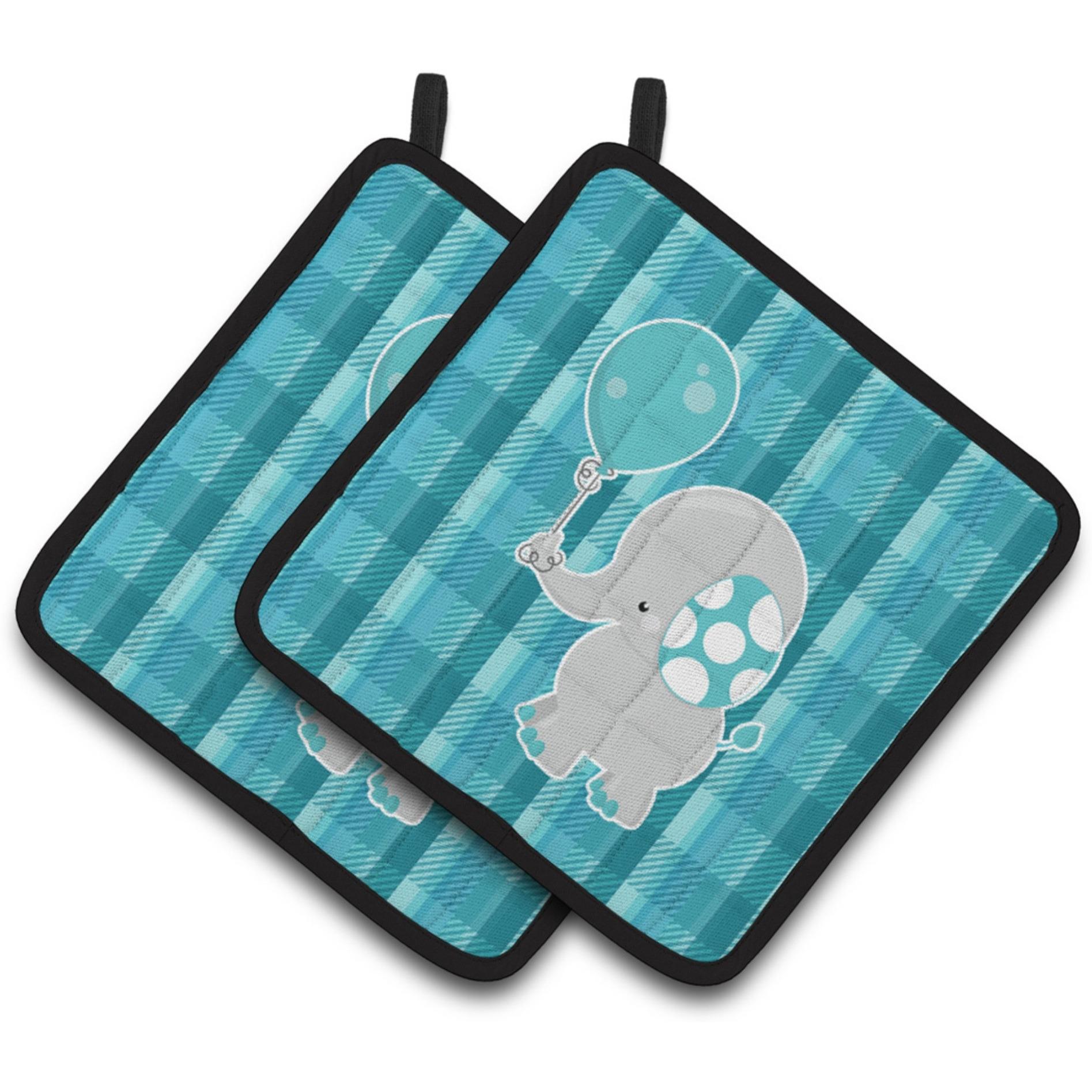 &quotCaroline's Treasures BB6835PTHD Elephant with Balloon Pair of Pot Holders, 7.5 x 7.5"", Multicolor"