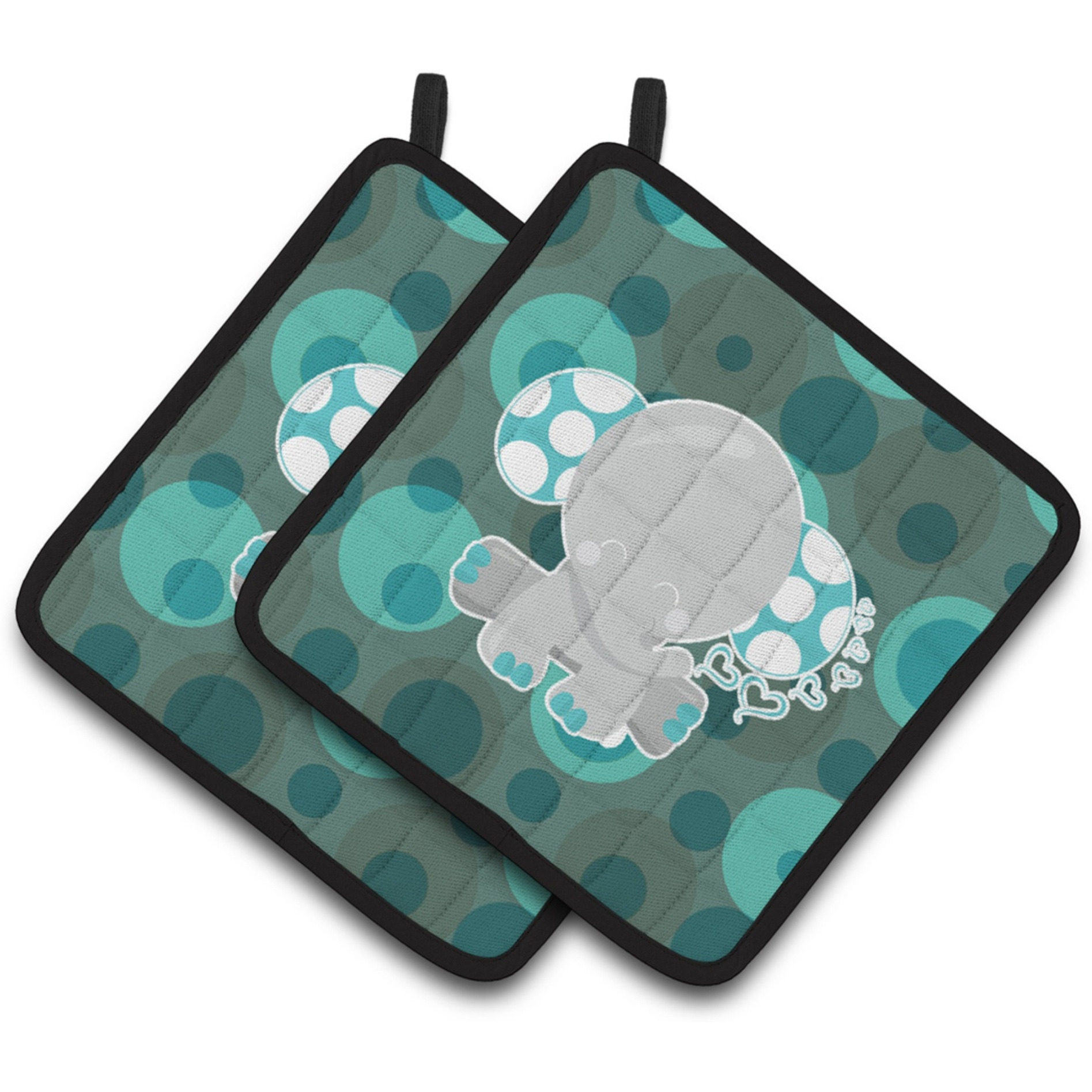 &quotCaroline's Treasures Polkadot Naptime Elephant Pair of Pot Holders, 7.5 x 7.5, Multicolor"