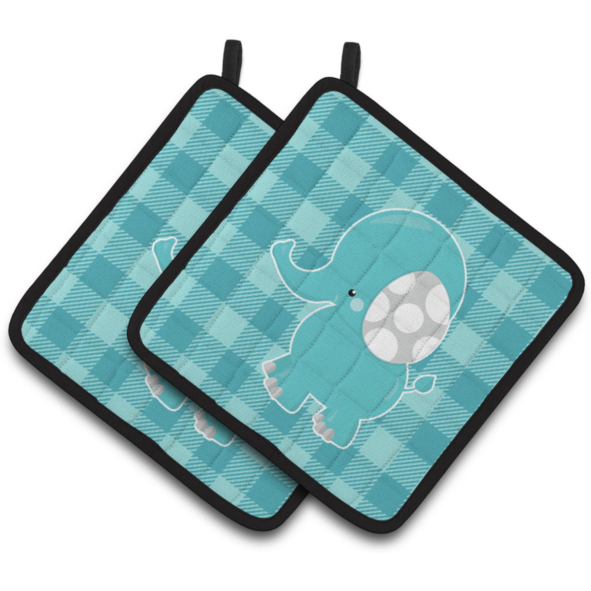 &quotCaroline's Treasures BB6841PTHD Striped Elephant Pair of Pot Holders, 7.5 x 7.5"", Multicolor"