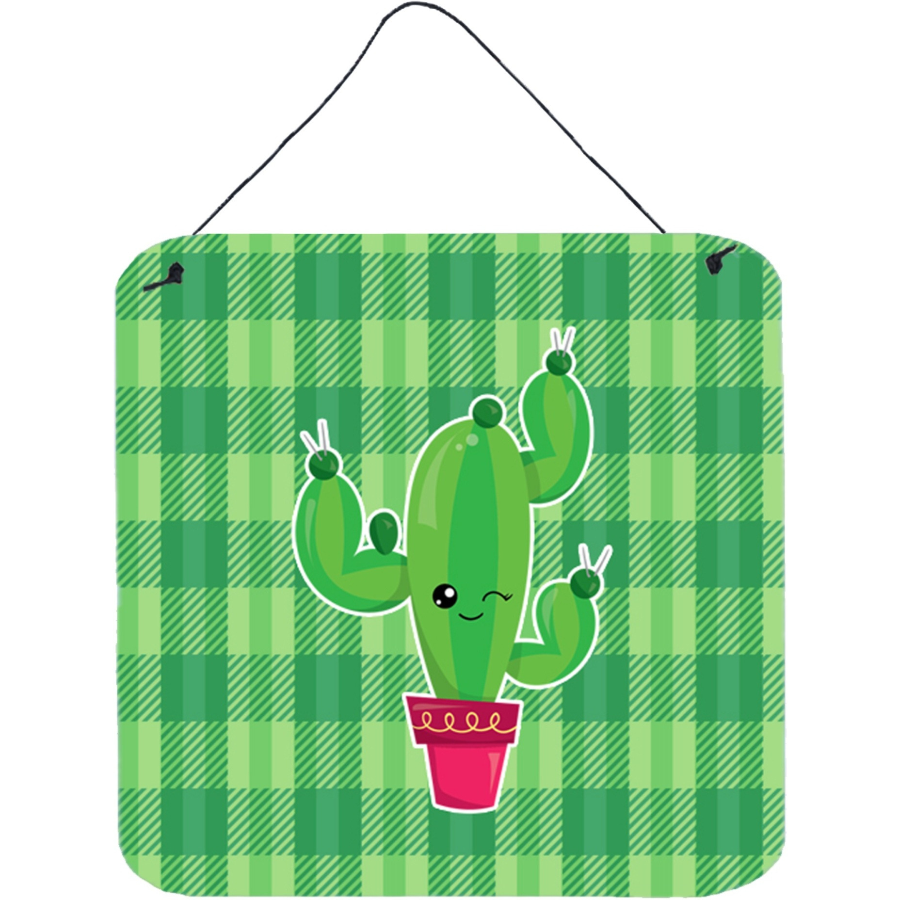 &quotCaroline's Treasures Cactus Plaid Metal Print, 6"" x 6"", Multicolor"