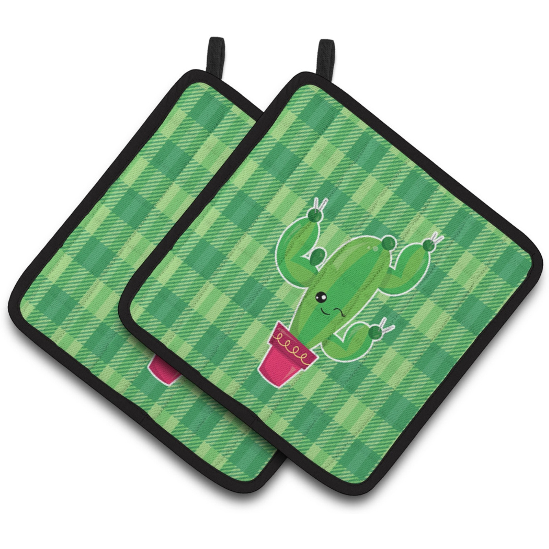 &quotCaroline's Treasures BB6848PTHD Cactus Plaid Pair of Pot Holders, 7.5 x 7.5"", Multicolor"