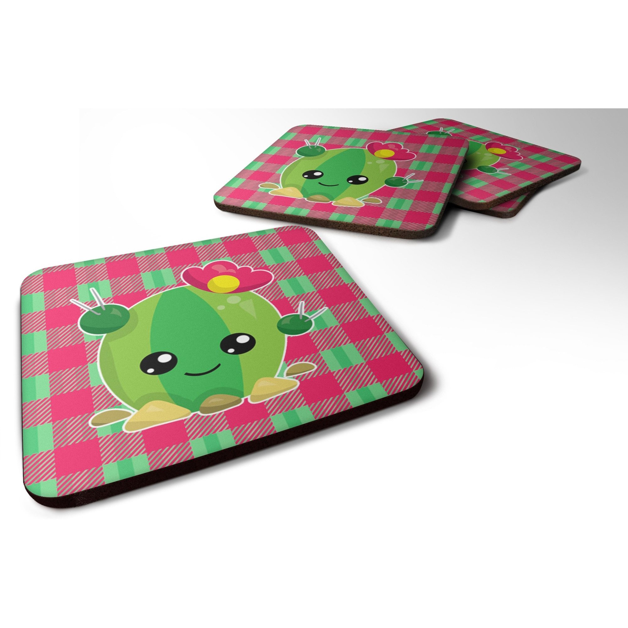 &quotCaroline's Treasures Cactus Peace Out Foam Coaster Set of 4, 3.5, Multicolor"