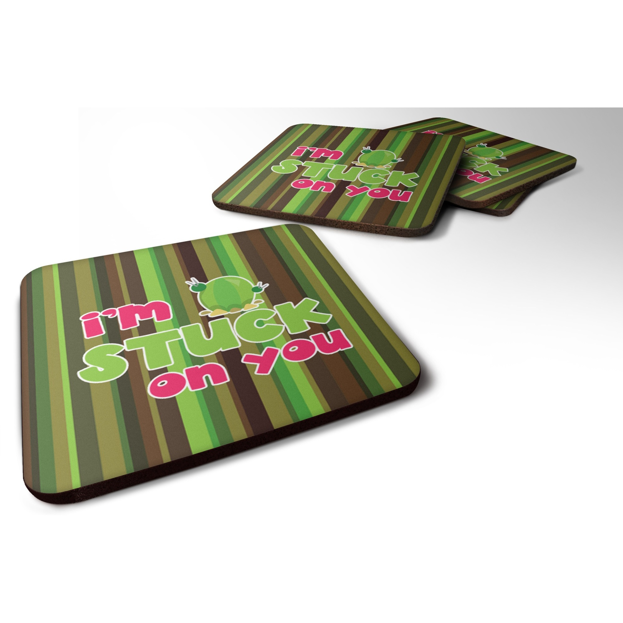 &quotCaroline's Treasures Cactus I'm Stuck on You Foam Coaster Set of 4, 3.5, Multicolor"