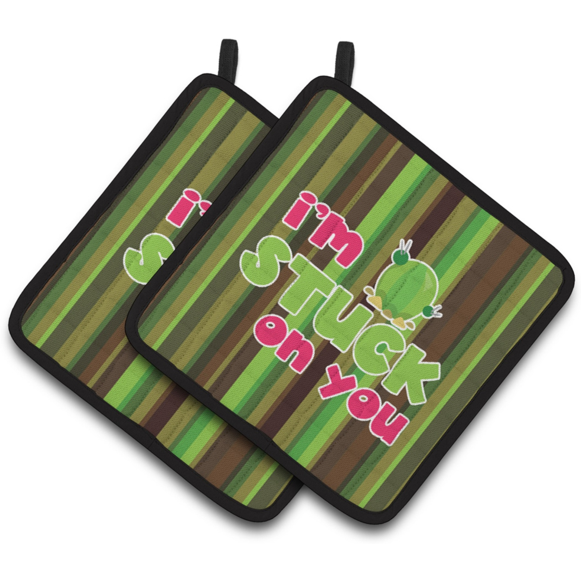 &quotCaroline's Treasures BB6851PTHD Cactus I'm Stuck on You Pair of Pot Holders, 7.5 x 7.5"", Multicolor"