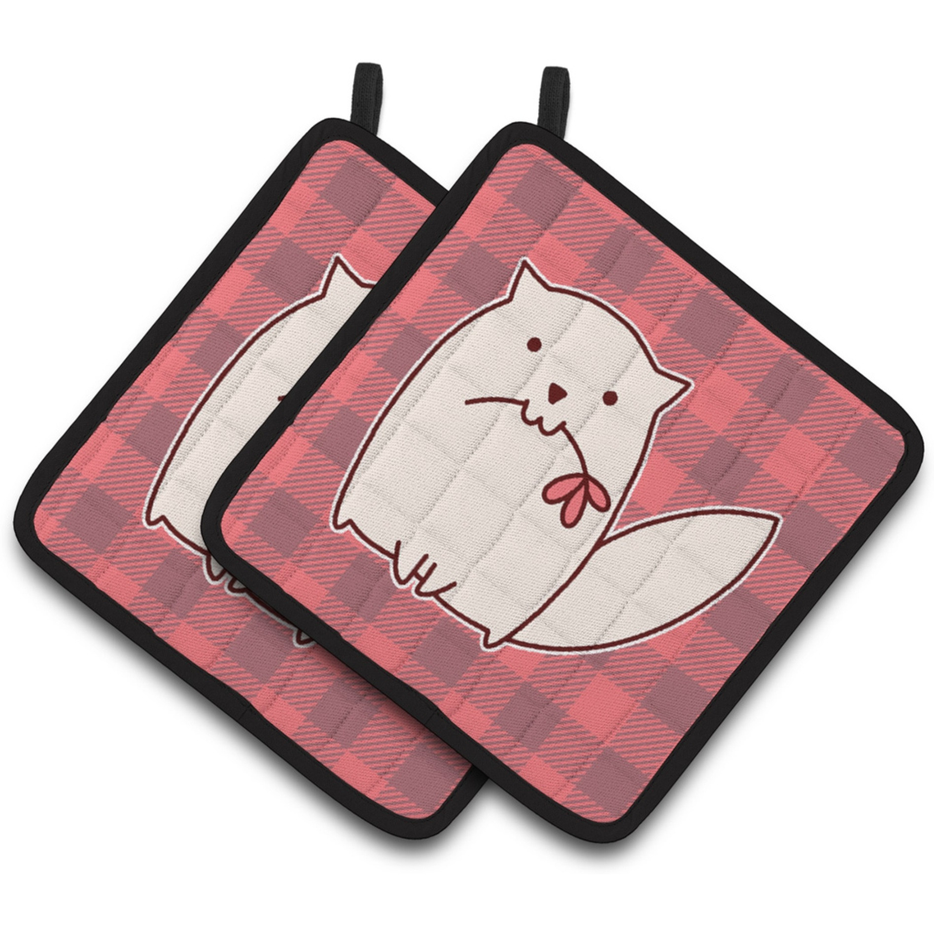 &quotCaroline's Treasures BB6854PTHD Cat Pink Plad Pair of Pot Holders, 7.5 x 7.5"", Multicolor"