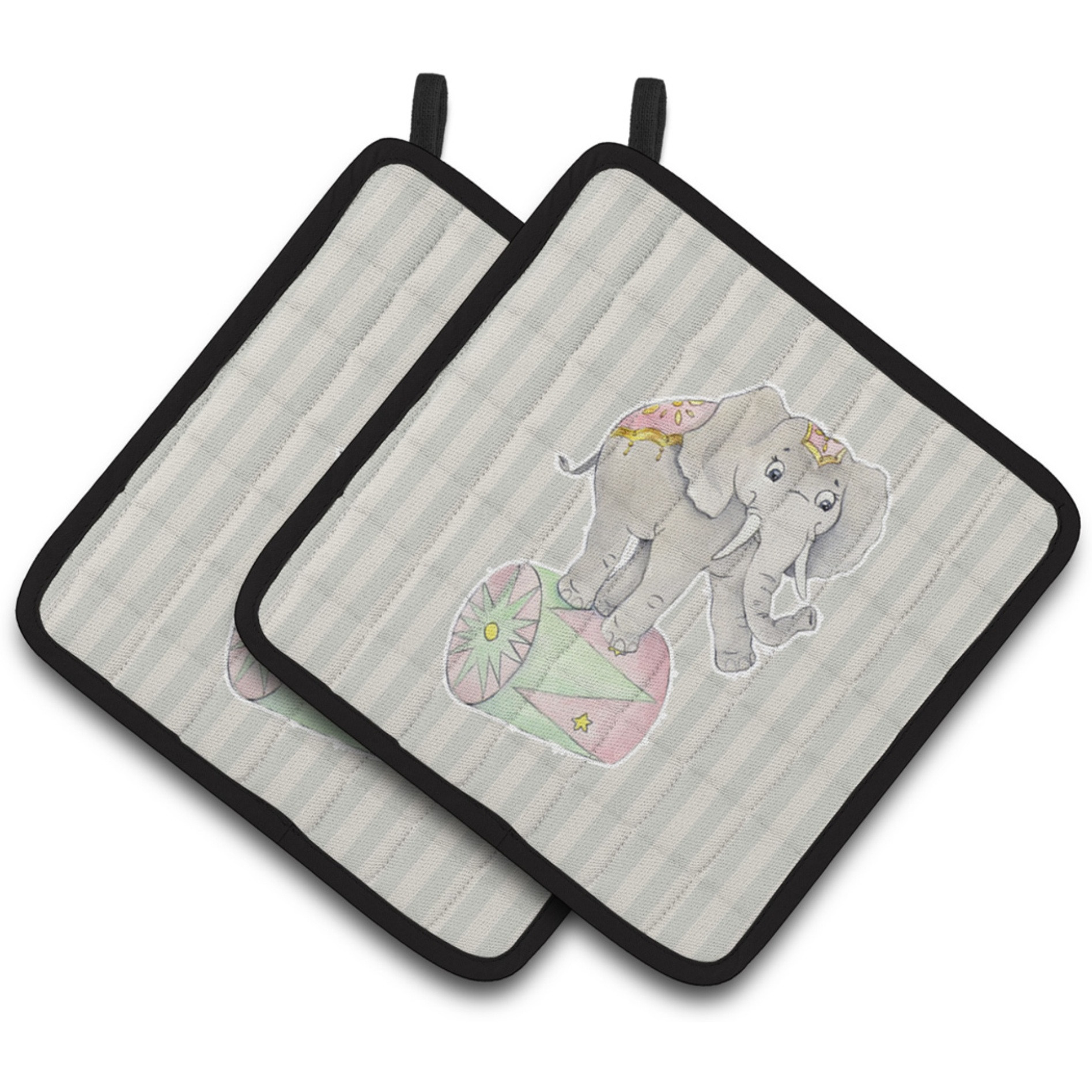 &quotCaroline's Treasures BB6859PTHD Circus Elephant Pair of Pot Holders, 7.5 x 7.5"", Multicolor"