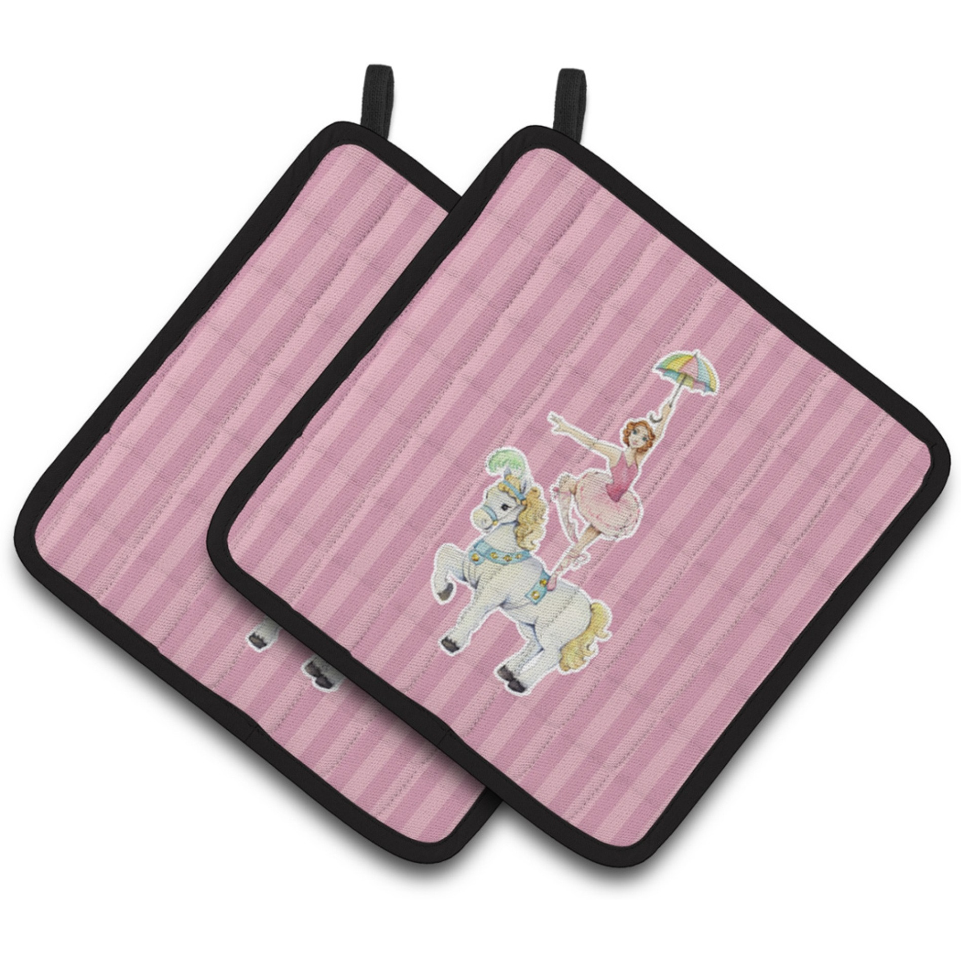 &quotCaroline's Treasures BB6860PTHD Circus Performer Pair of Pot Holders, 7.5 x 7.5"", Multicolor"
