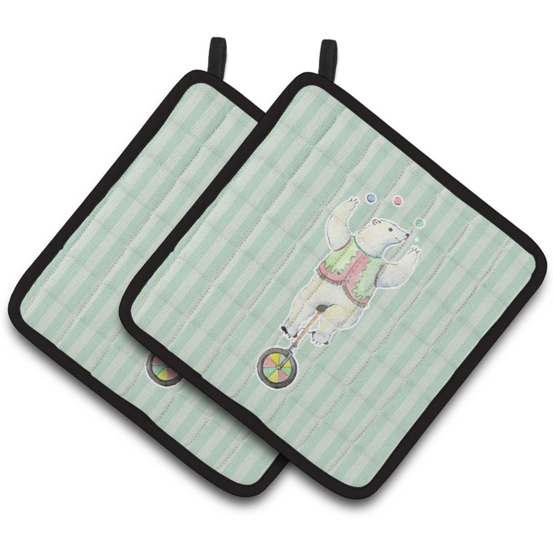 &quotCaroline's Treasures BB6861PTHD Circus Bear Pair of Pot Holders, 7.5 x 7.5"", Multicolor"