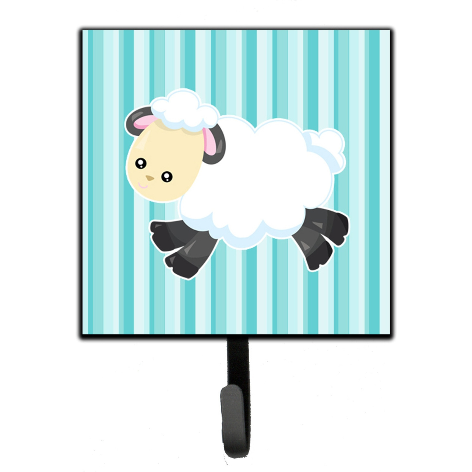 &quotCaroline's Treasures Sheep on Blue Stripes Wall Hook, Small, Multicolor"