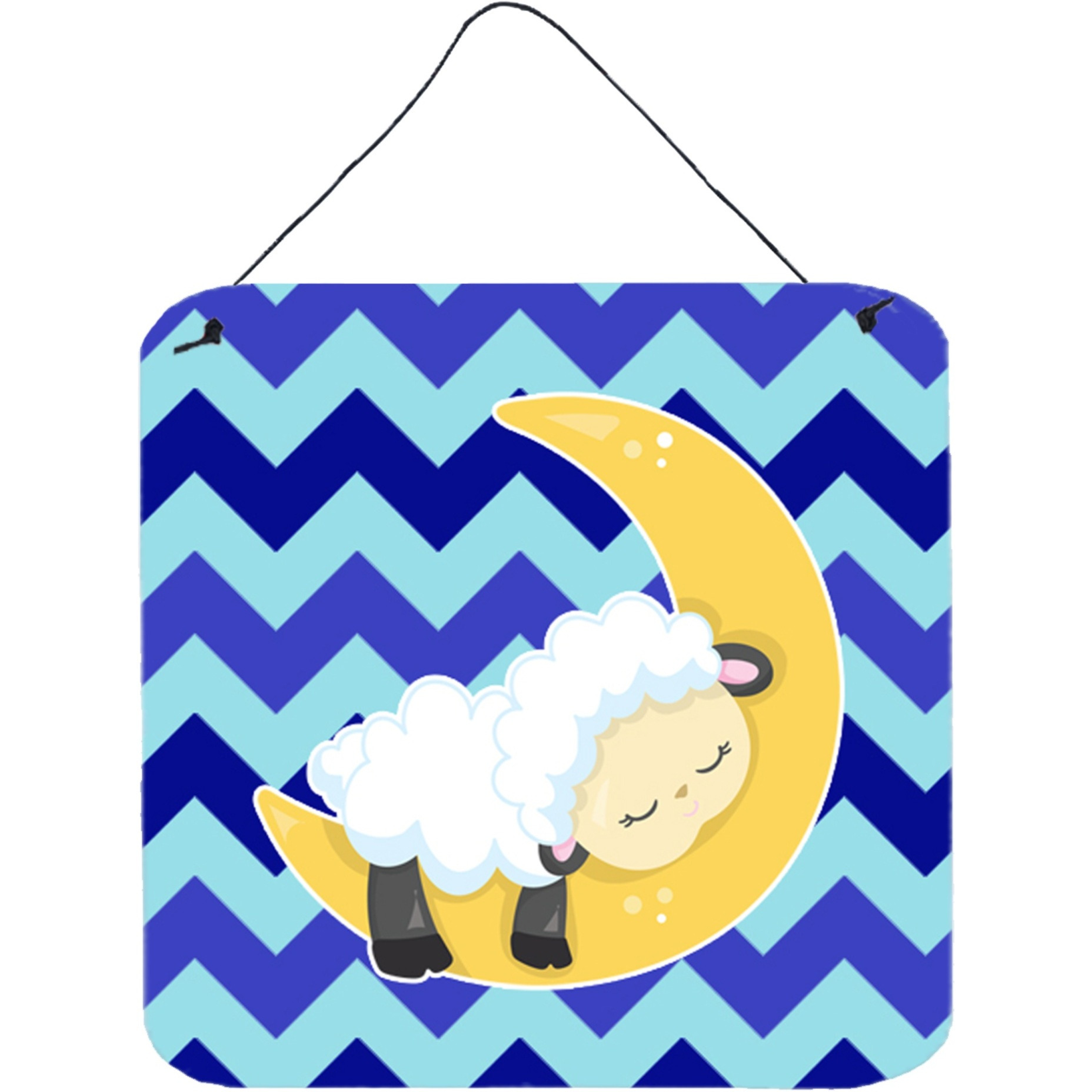 &quotCaroline's Treasures Sheep on Moon Chevron Metal Print, 6"" x 6"", Multicolor"