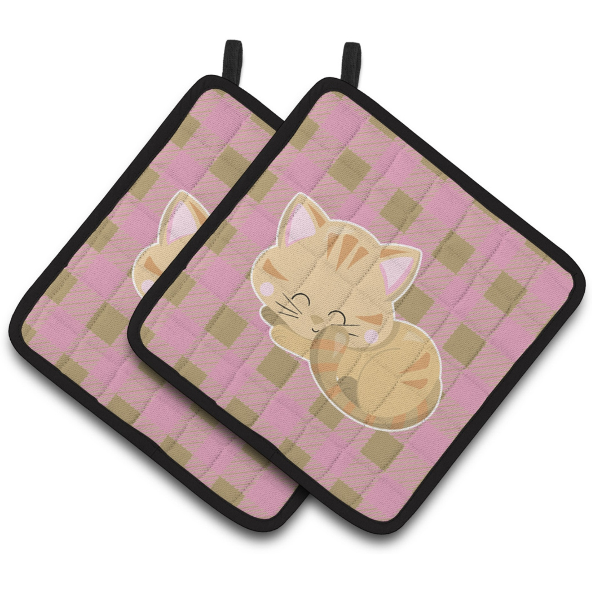 &quotCaroline's Treasures BB6880PTHD Kitten Sleeping Pair of Pot Holders, 7.5 x 7.5"", Multicolor"