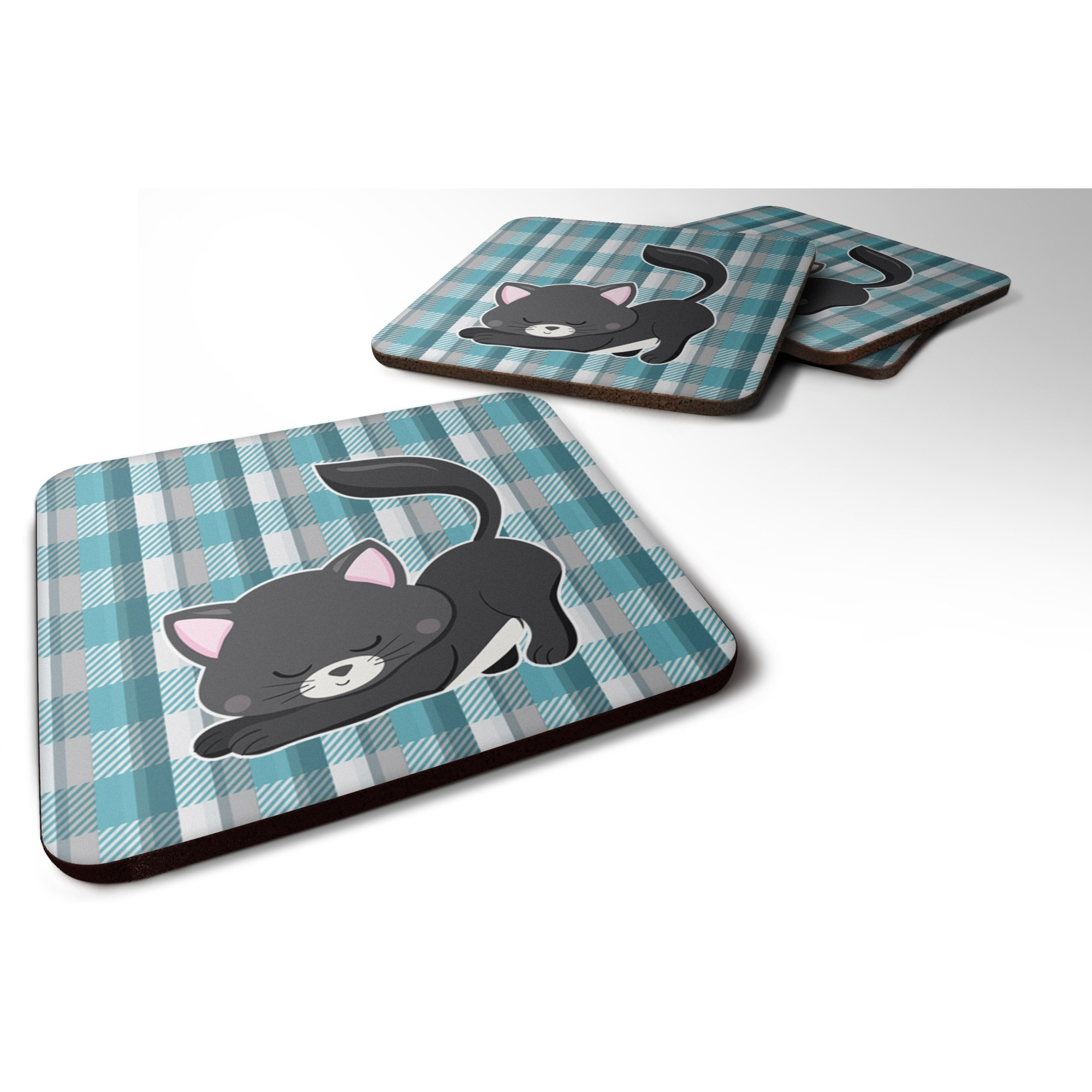 &quotCaroline's Treasures Little black Cat Kitten Foam Coaster Set of 4, 3.5, Multicolor"