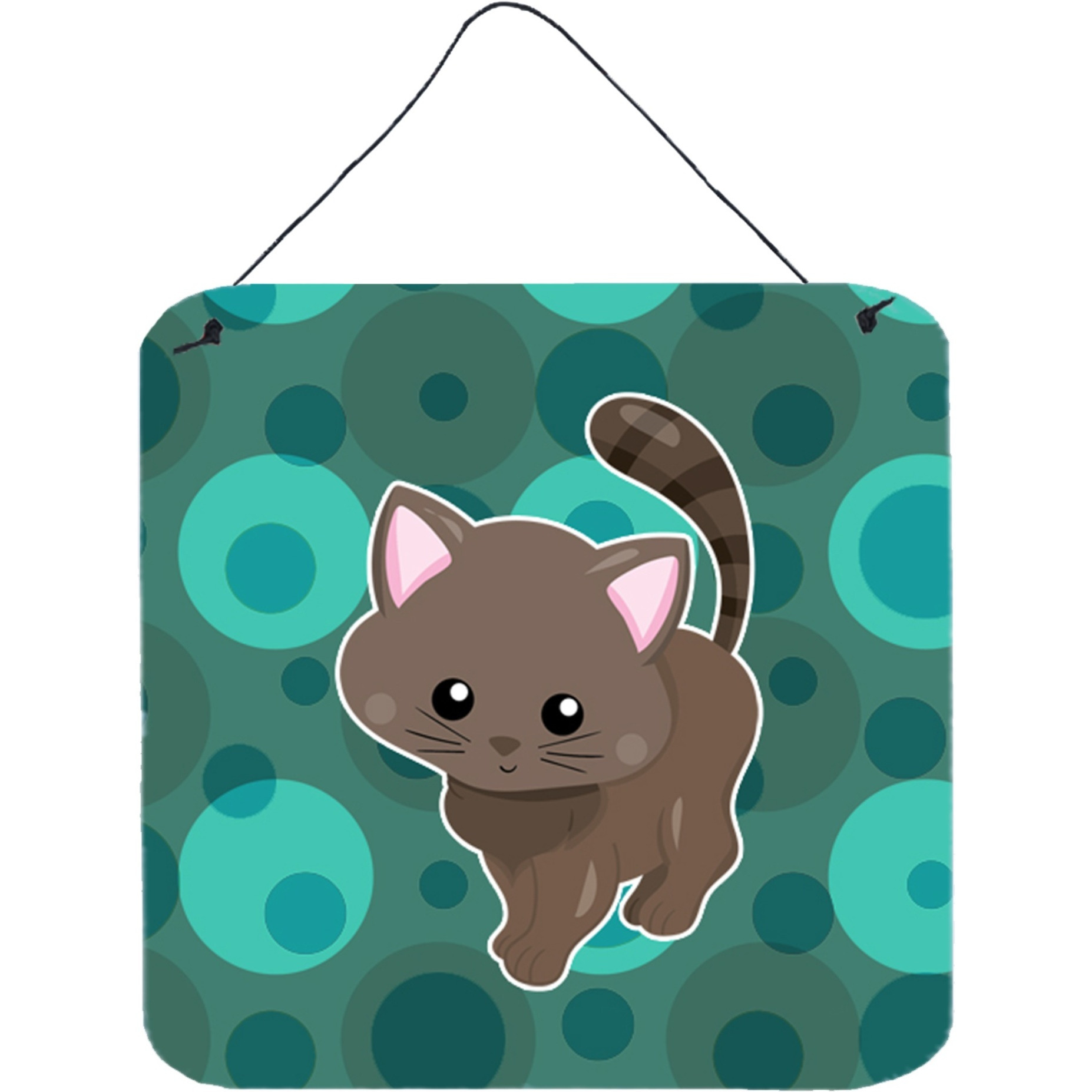 &quotCaroline's Treasures Polkadot Kitten Cat Metal Print, 6"" x 6"", Multicolor"