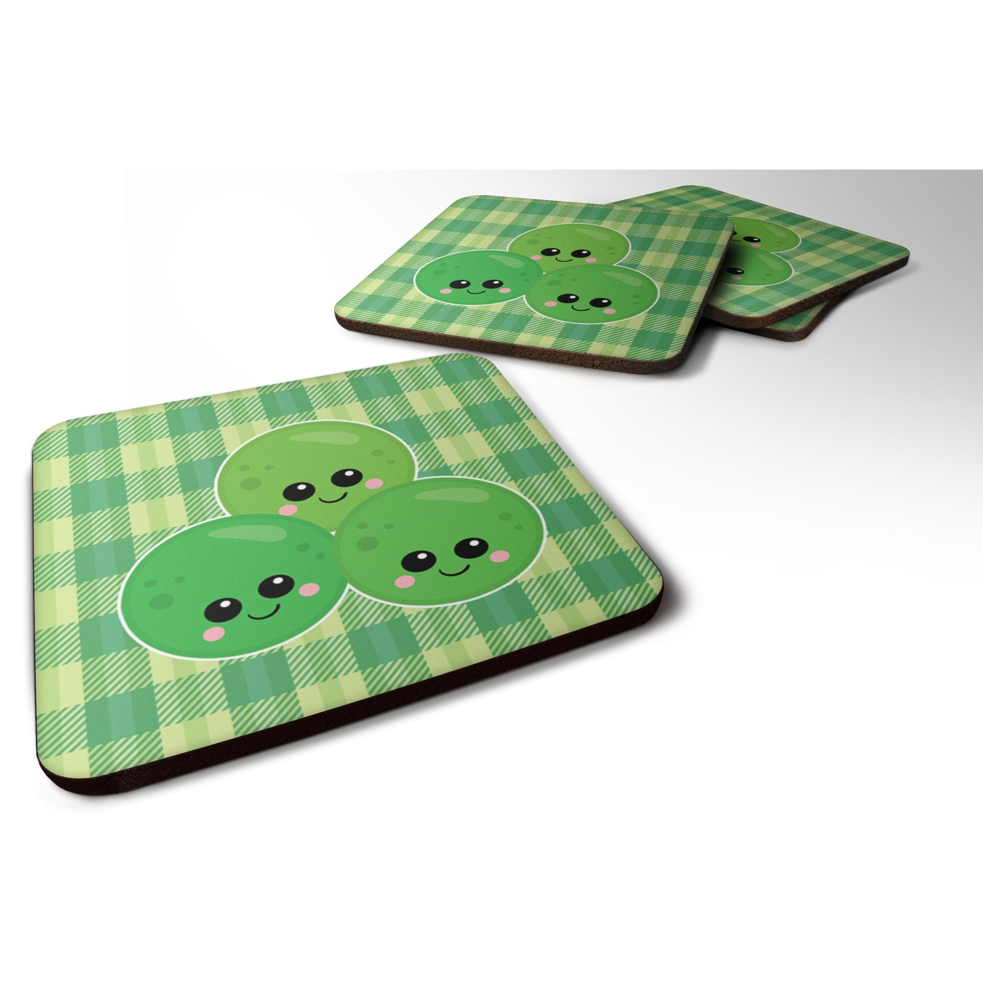 &quotCaroline's Treasures Three Peas Foam Coaster Set of 4, 3.5, Multicolor"