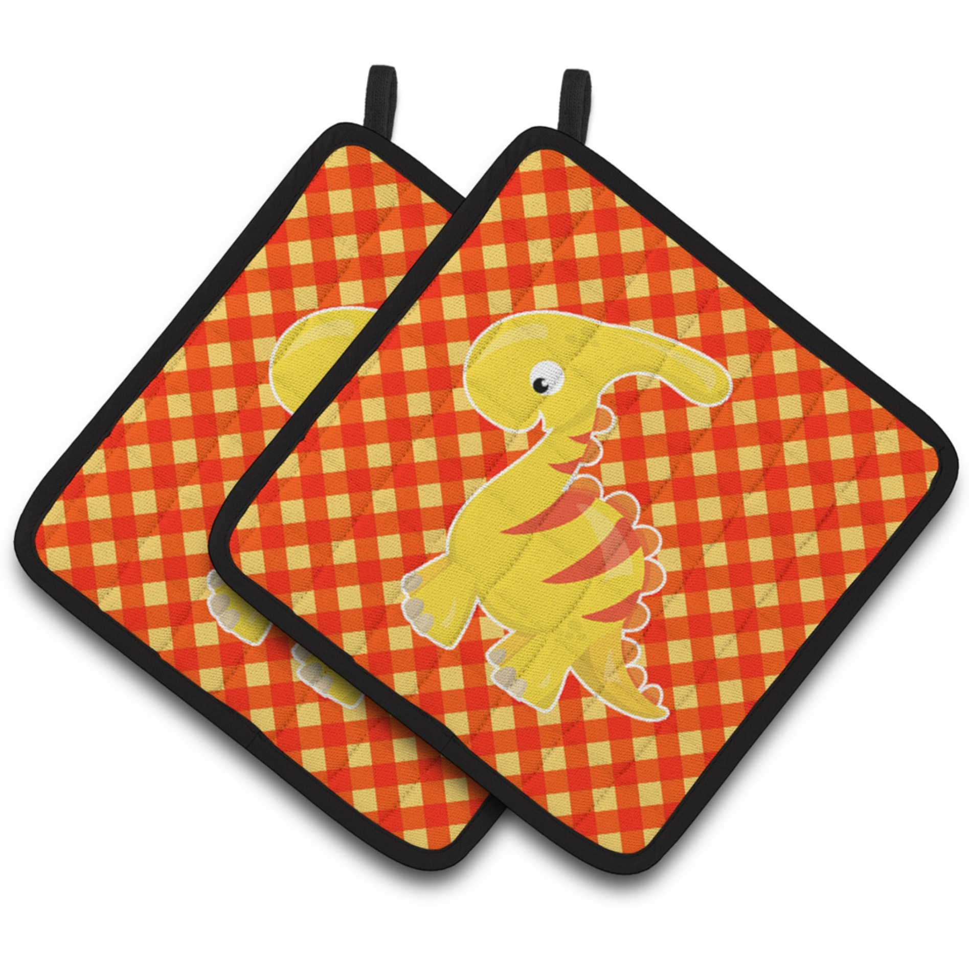 &quotCaroline's Treasures BB6893PTHD Parasaurolophus Dinosaur Pair of Pot Holders, 7.5 x 7.5"", Multicolor"