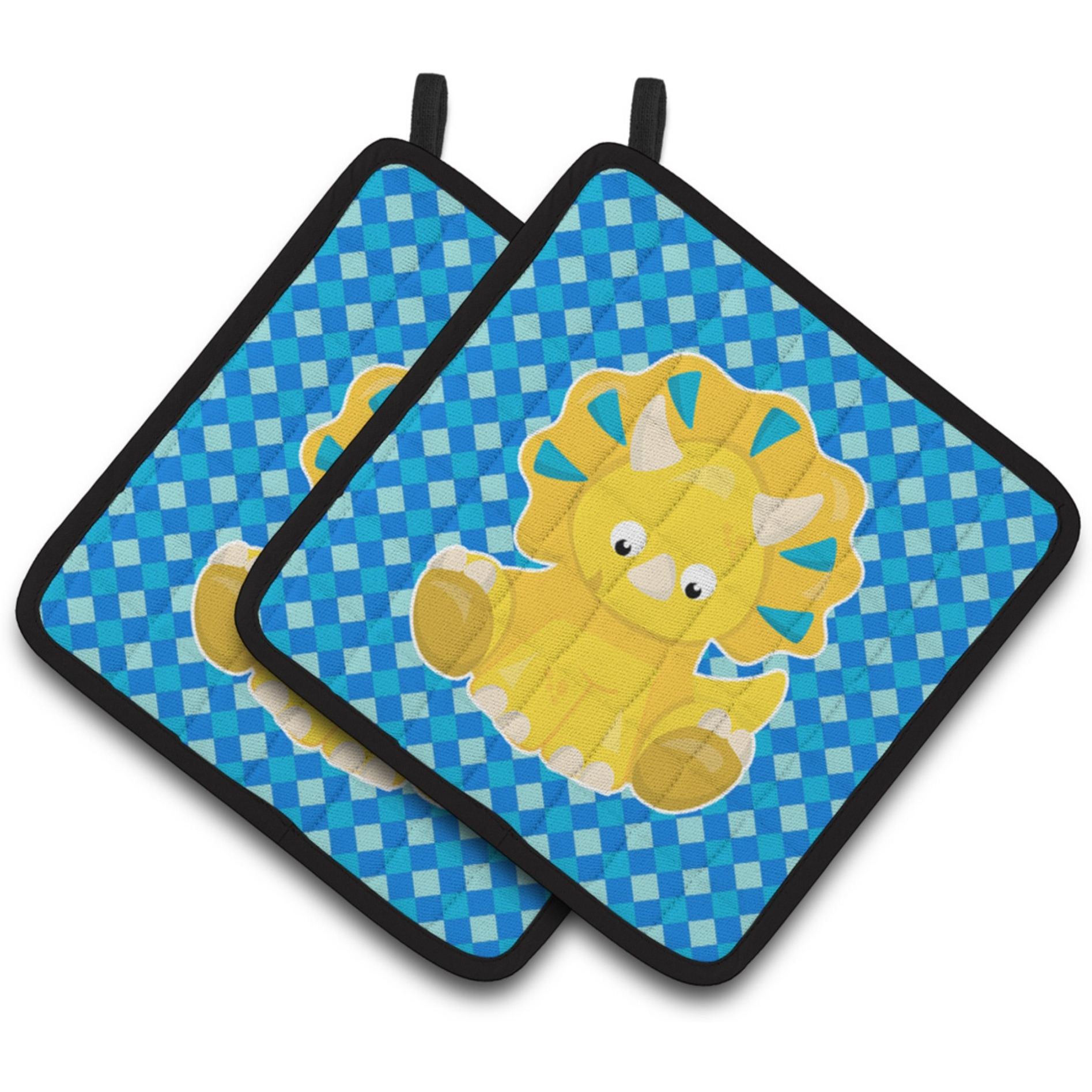&quotCaroline's Treasures Triceratops Dinosaur Pair of Pot Holders, 7.5 x 7.5, Multicolor"