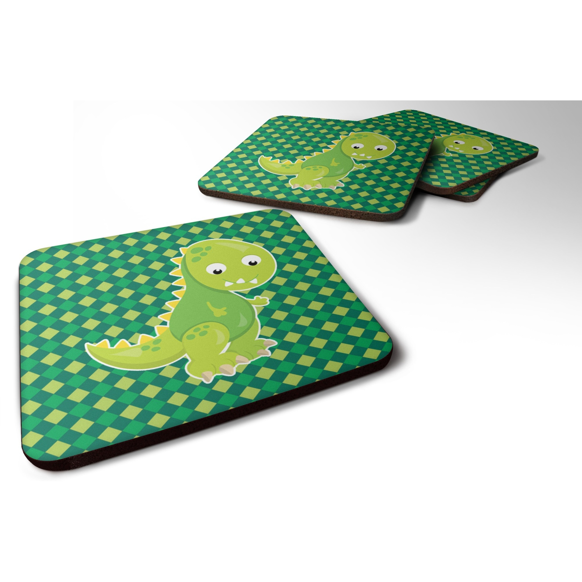 &quotCaroline's Treasures Iguanodon Dinosaur Foam Coaster Set of 4, 3.5, Multicolor"