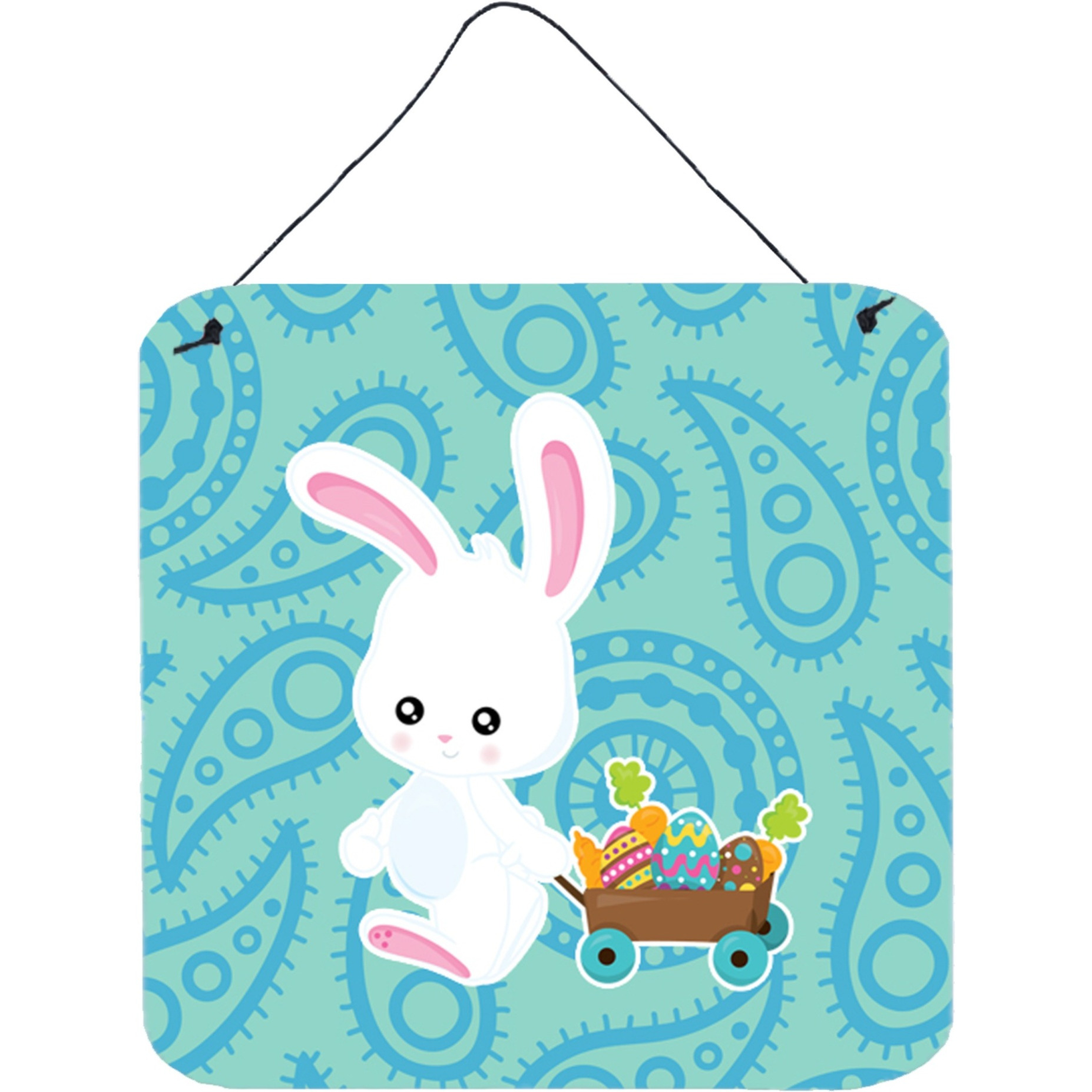 &quotCaroline's Treasures Easter Rabbit Paisley Blue Metal Print, 6"" x 6"", Multicolor"