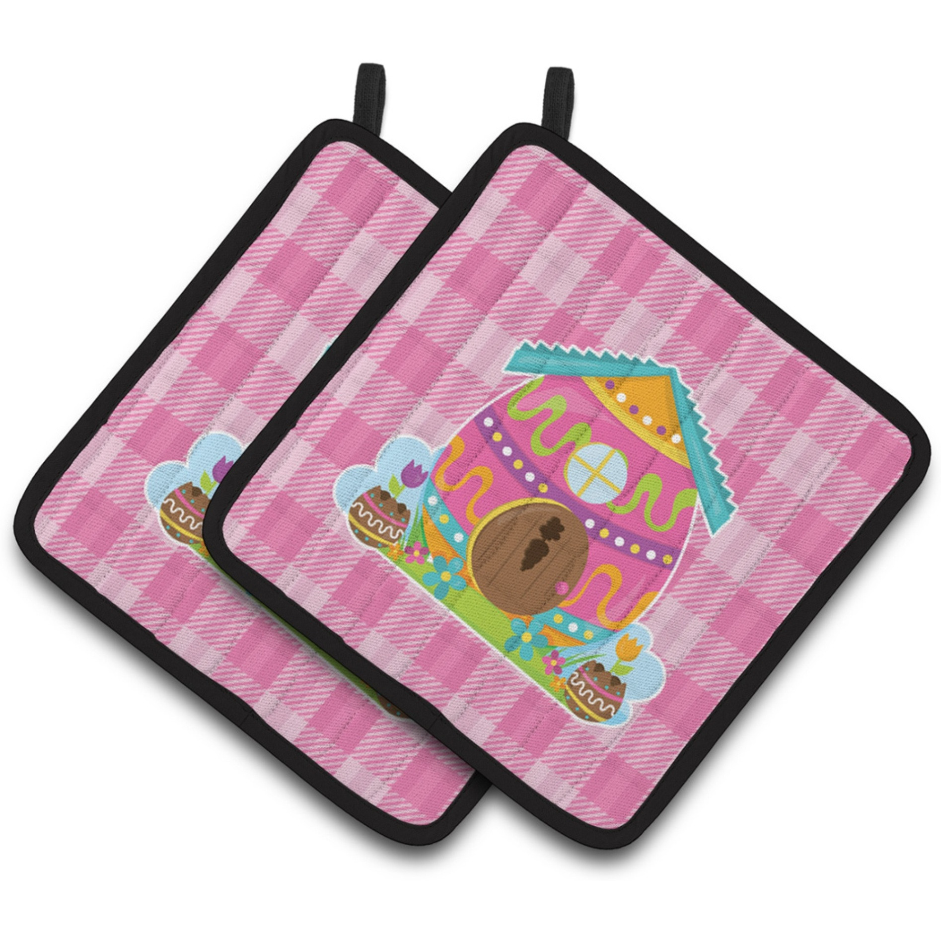 &quotCaroline's Treasures BB6899PTHD Easter Rabbit's House Pair of Pot Holders, 7.5 x 7.5"", Multicolor"