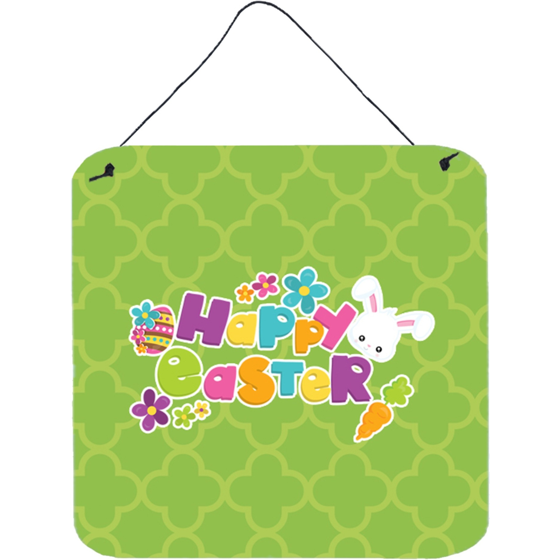 &quotCaroline's Treasures Happy Easter Green Quatrafoil Metal Print, 6"" x 6"", Multicolor"