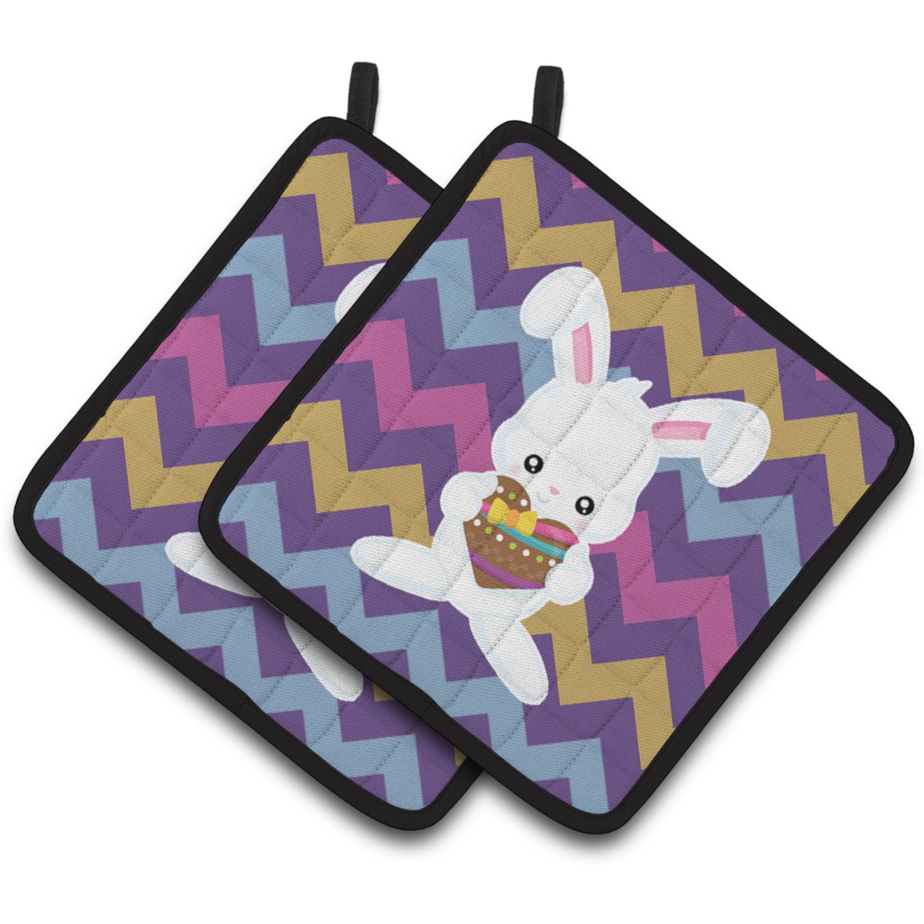 &quotCaroline's Treasures Easter Rabbit with Chocolate Heart Pair of Pot Holders, 7.5 x 7.5, Multicolor"